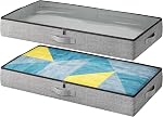 Under Conteneurs de stockage de lit, 4.5 Inches Tall Low Profile Sous le lit Boîtes de rangement avec parois latérales/boîte robuste, Collapsible Sous lit Organisateur pour vêtements, literie, gris, paquet de 2