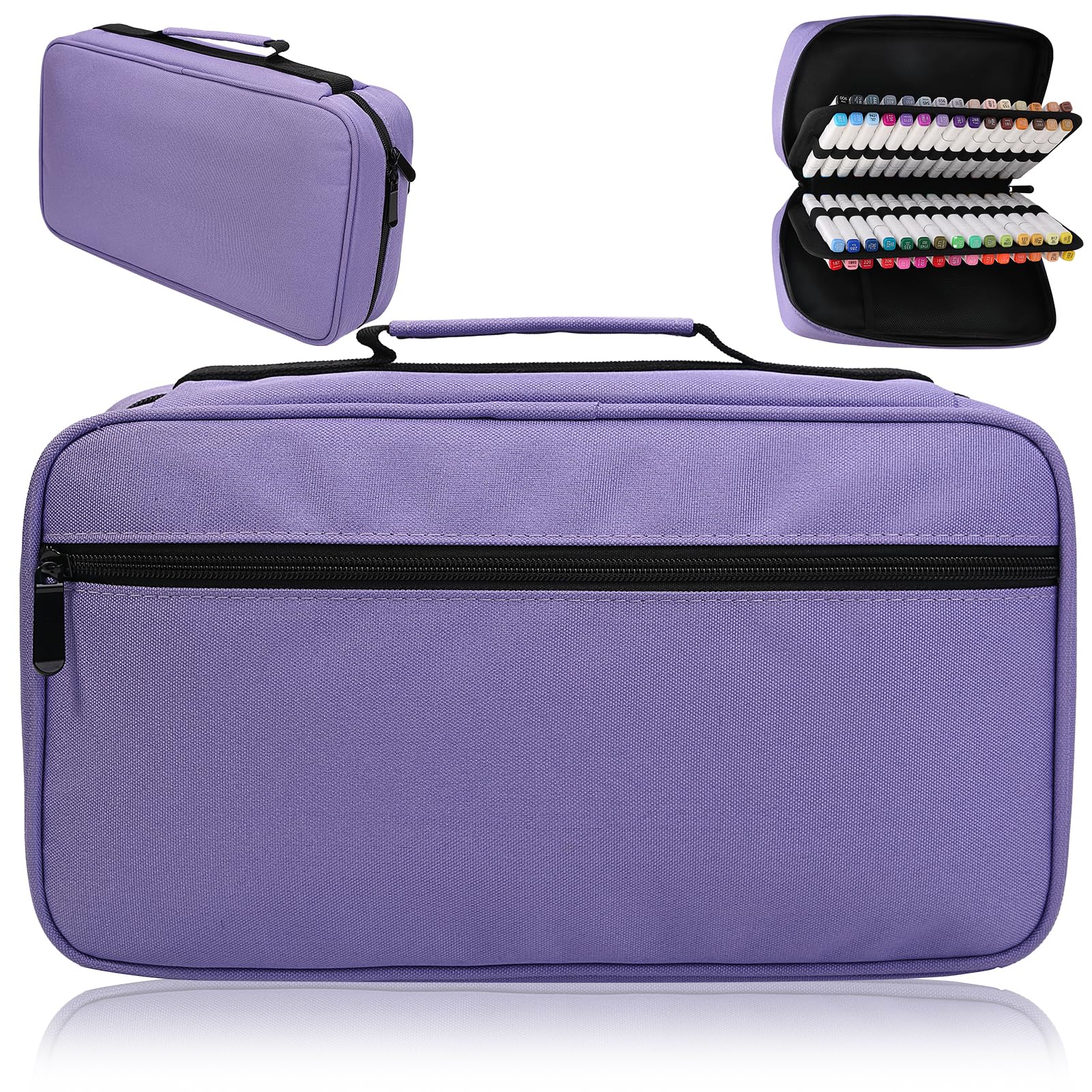 AYVANBER Colored Marker Case 60 Slots Pen Holder,Waterproof Organizer Bag Portable Handy Painting Large Capacity Stationery Case for Markers or Watercolor Pens and Stationery Supply (Purple)