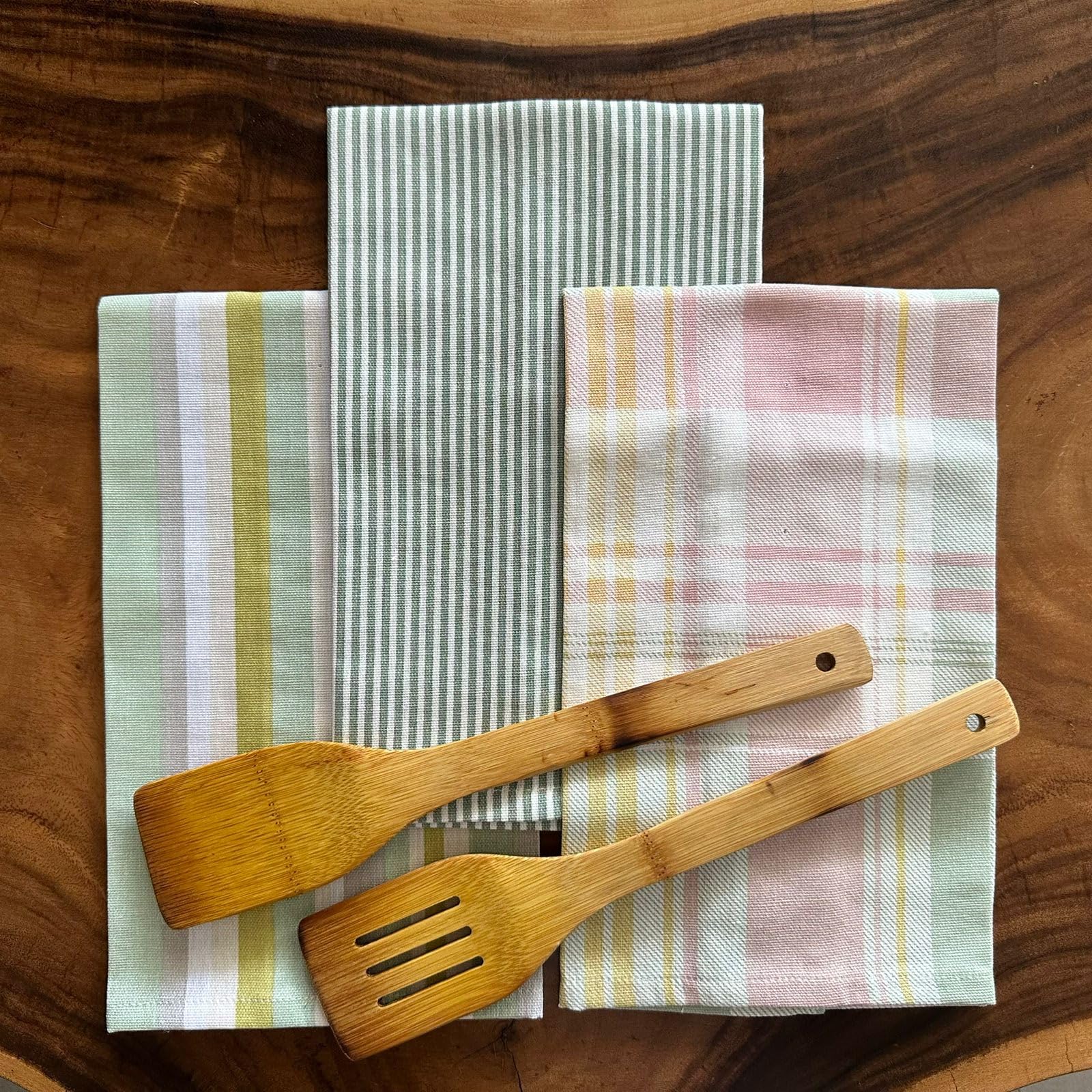 100% Cotton Kitchen Towel, Set of 3 Kitchen Napkins, Multistripe Print 2