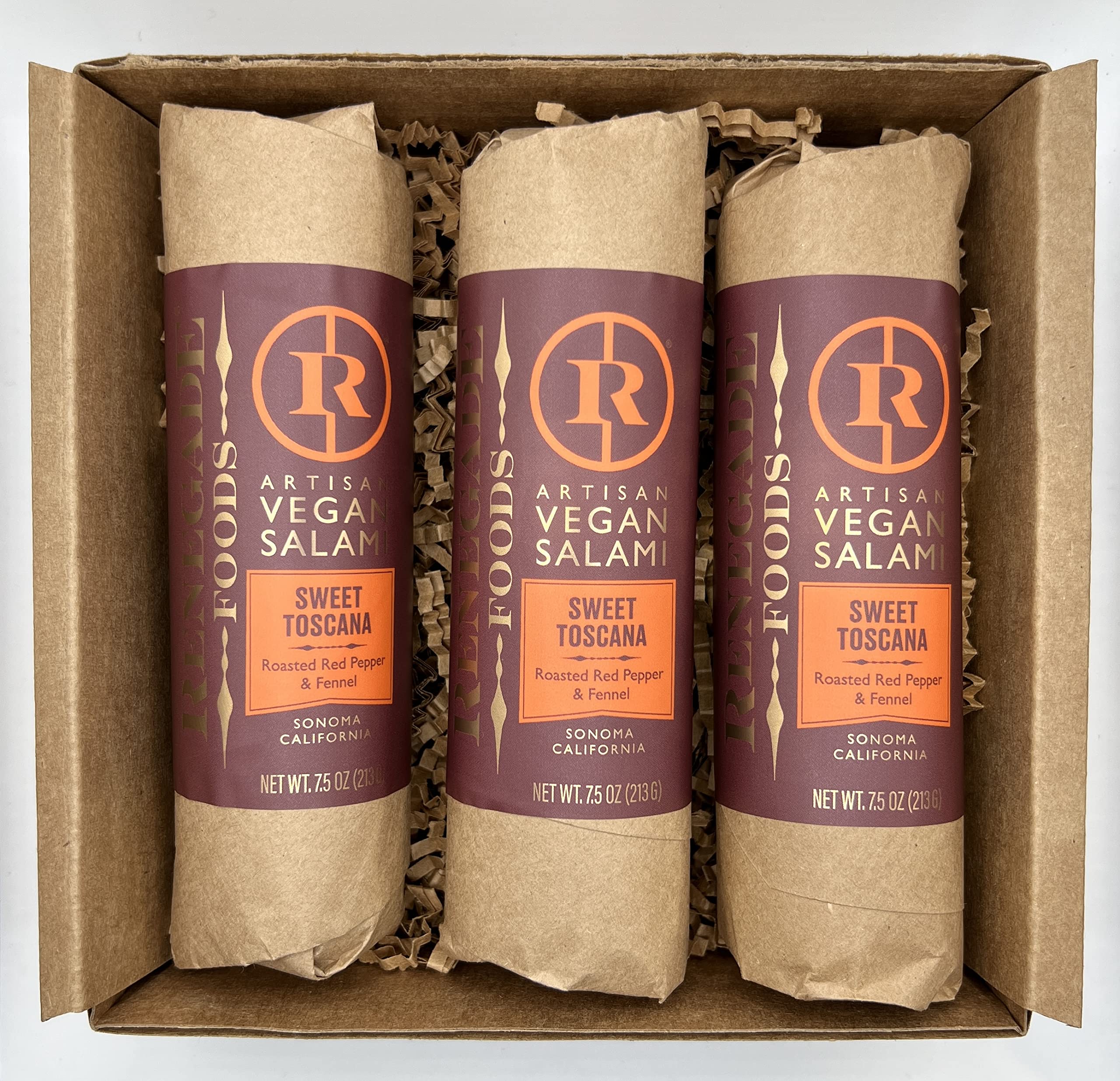 Renegade Foods Artisan Vegan Salami | 3 Pack | Sweet Toscana | High Protein, Low Sugar, Seitan, Non-GMO | Indulge European-Style Plant-Based Food