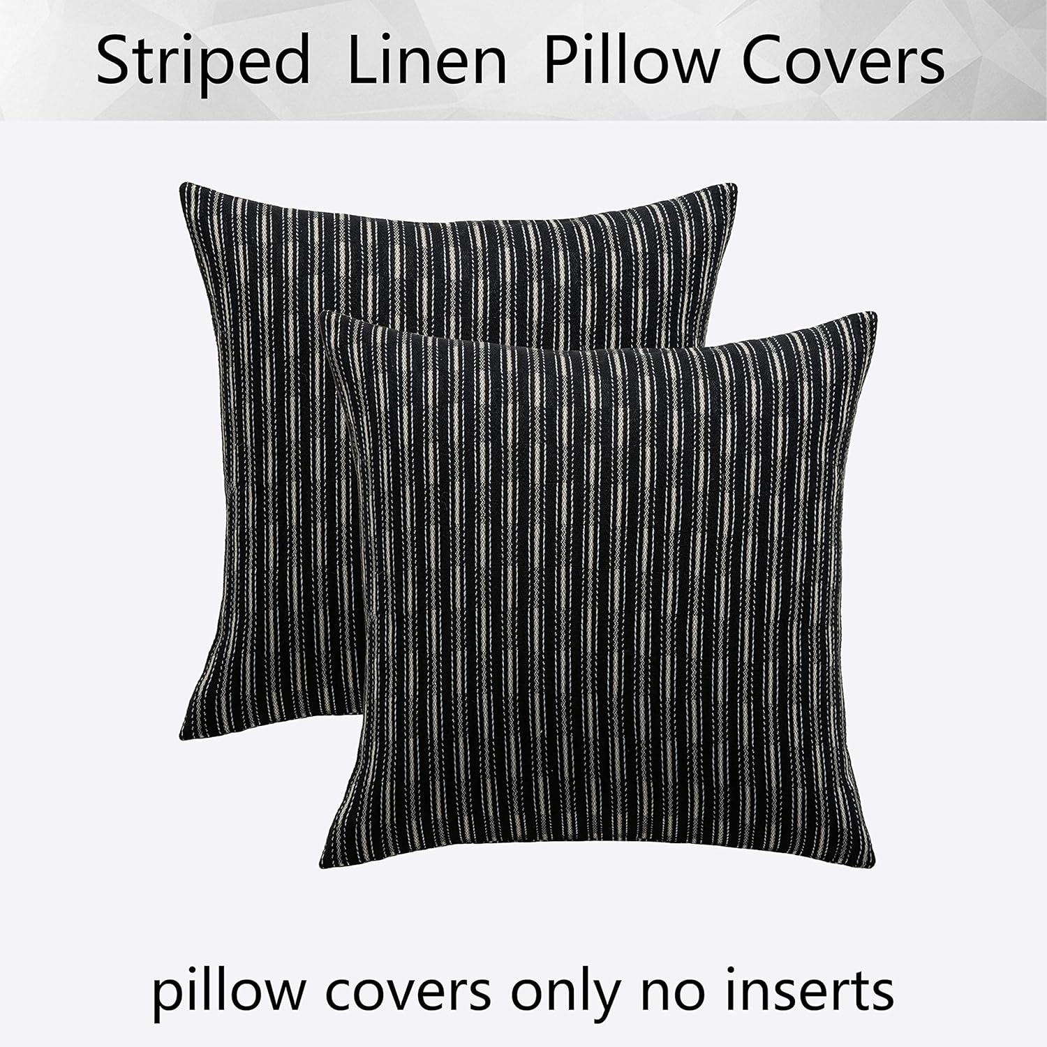 Kevin Textile Black Square Pillow Covers 24 x 24 Decorative Linen Boho Woven Texture Pillow Covers Cushion Cover for Sofa Couch Living Room Bedroom Home Decor - Image 7
