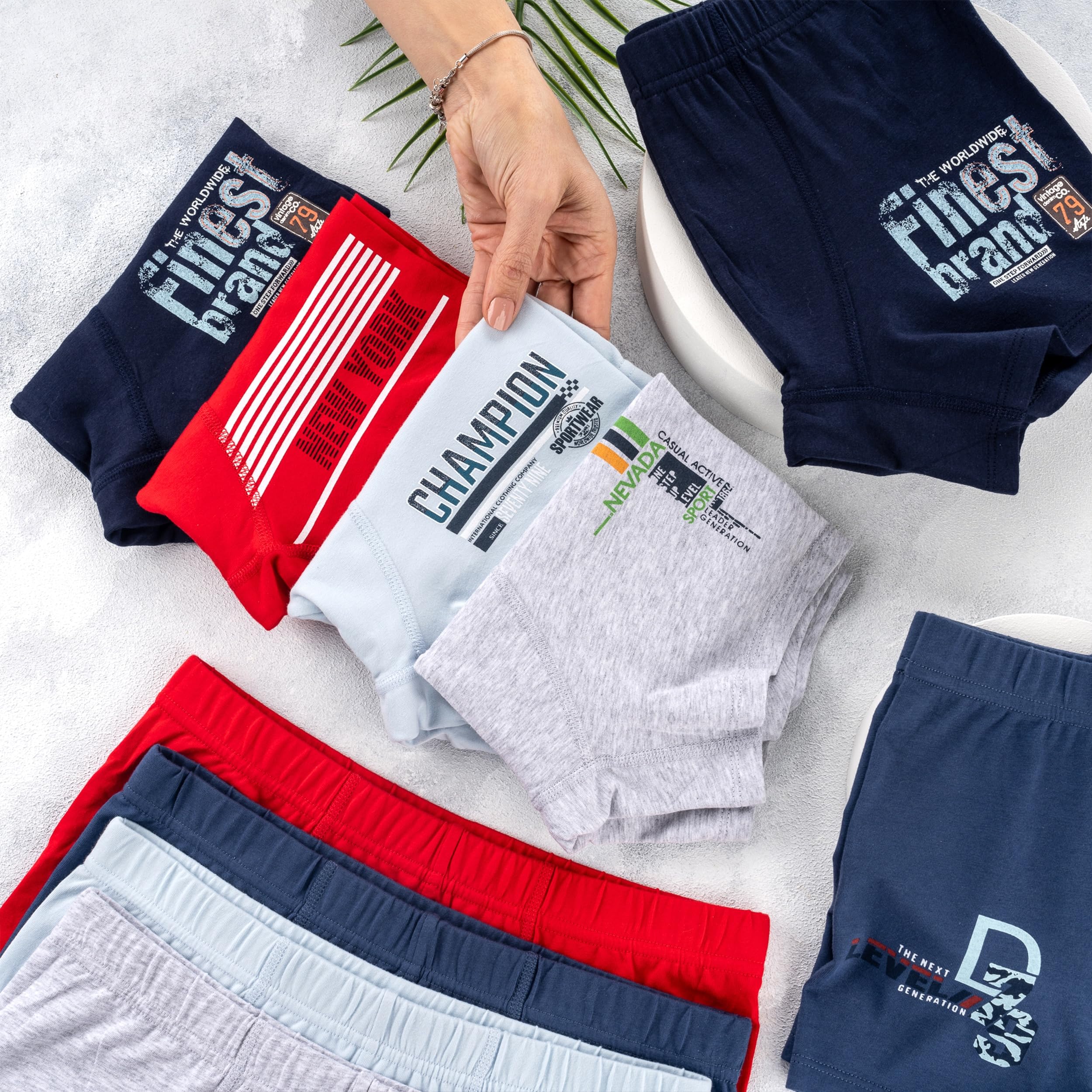 LOREZA ® 10 Boxers pour garçon sous-vêtements Culotte en Coton 2 à 15 Ans