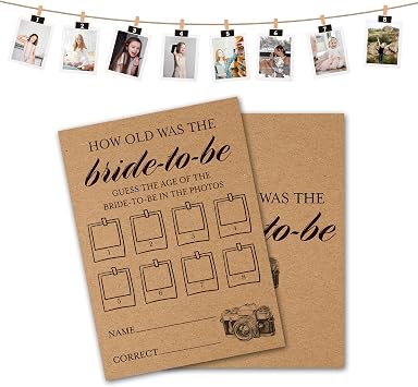 Bridal Shower Game, How Old Was The Bride-to-be Wedding Shower Party Game Cards, Cactus Themed Bachelorette Engagement Party Supplies Activities Decorations, Set of 30 Game Cards -A05