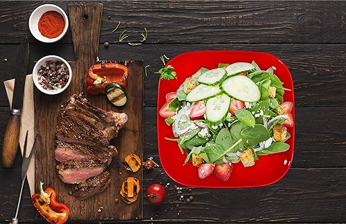 Miniatura 7 de Bruntmor Platos de cerámica de 10 pulgadas, platos para servir, juego de 6, platos cuadrados, multicolor, simple y moderno, platos de postre, juego