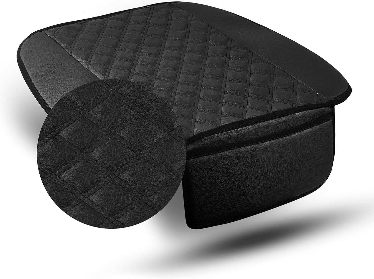 FH Group Faux Leather Seat Cushion Pad with Front Pocket