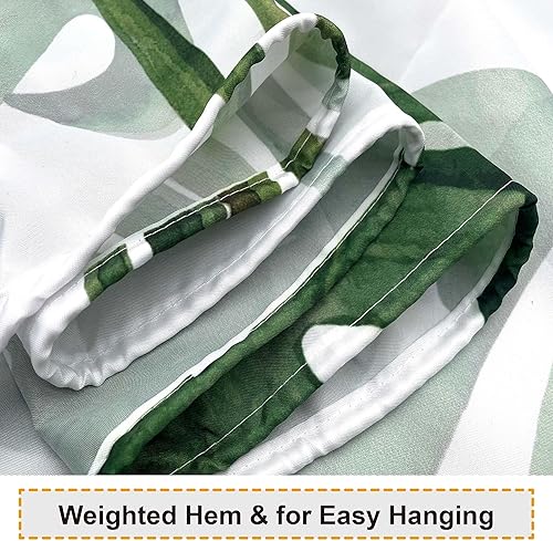 Miniatura 6 de Baccessor Cortina de ducha de plantas verdes tropicales, impermeable, tela lavable, decoración de baño de verano, plátano, hoja de Monstera, cortina