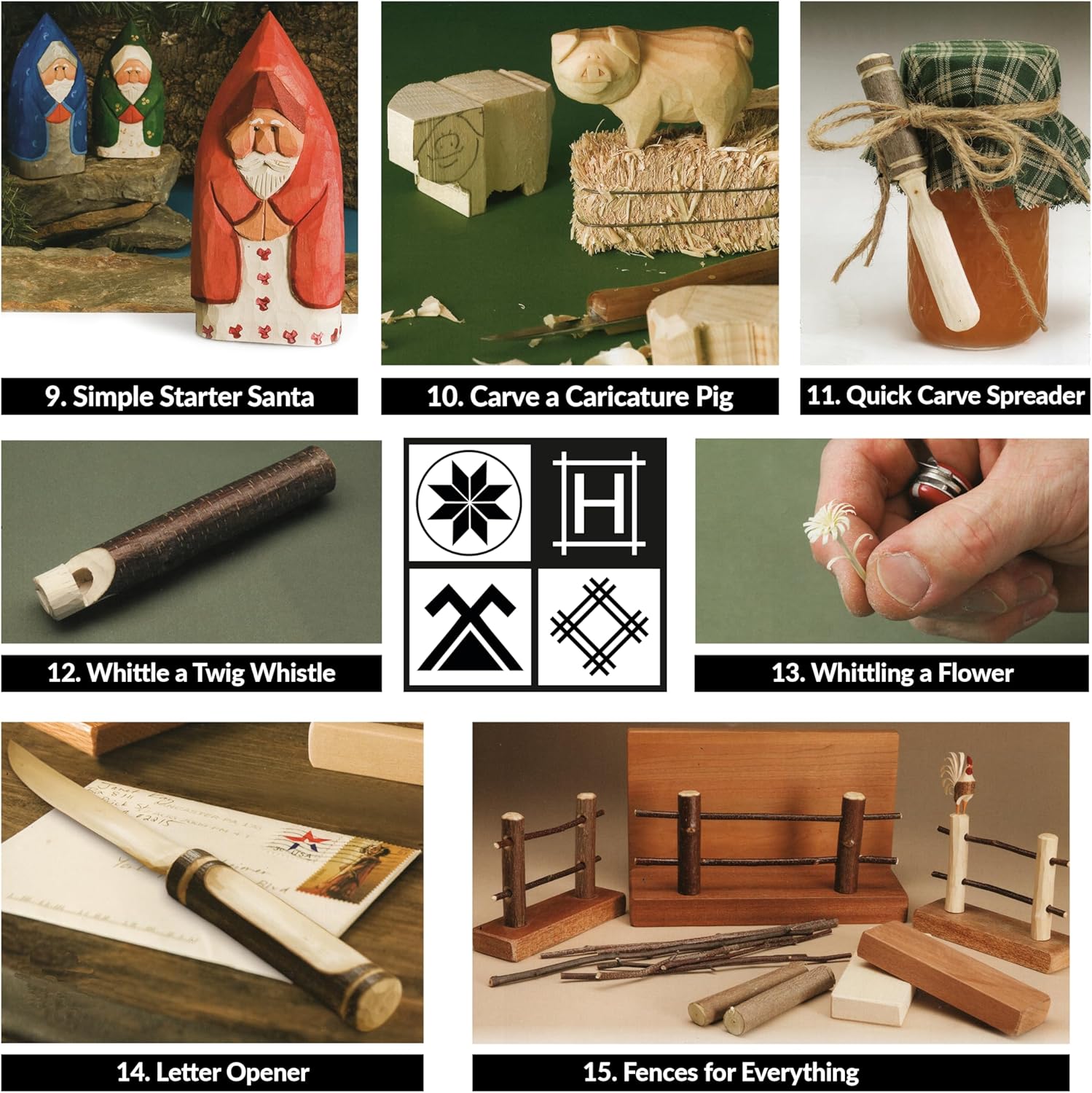 Hutsuls K.37 Wood Whittling Kit for Beginners - Pre-Sized Basswood Carving Blocks & Sticks for 15 Projects, All-in-One Wood Carving Kit, Includes Whittling Book for Beginners (Ages 14+)