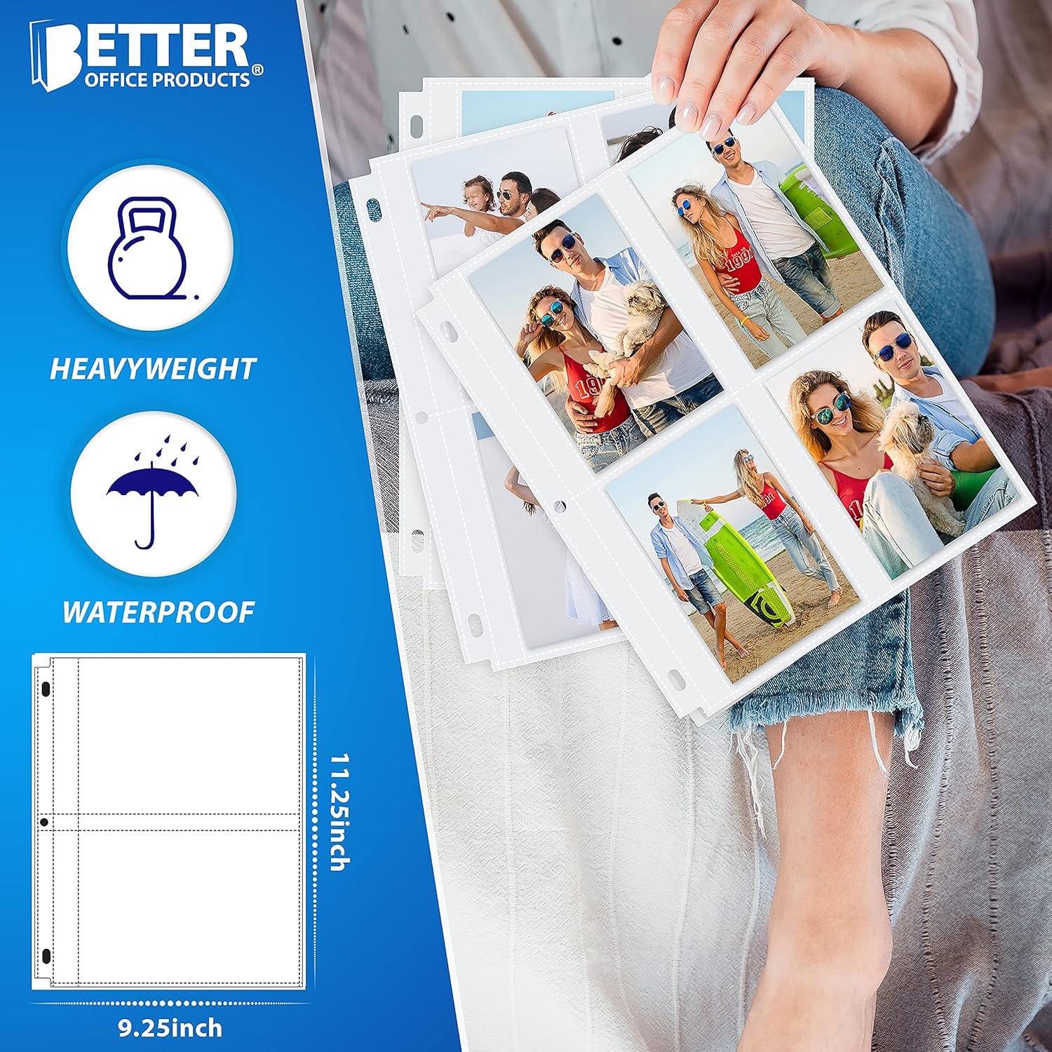 Photo Album Refill Sheets, 3.5 x 5 Inch, Heavyweight, Diamond Clear 3 Ring Photo Binder Page Refills, by Better Office Products, 200 Total Photos, Each 4-Pocket Sheet Holds Up to 8 Photos (25 Pack) : Office Products
