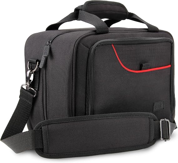 USA Gear Handheld Carrying Case Fits ASUS ROG Xbox Ally X, ROG Ally, Logitech G Cloud, PS, Lenovo Legion Go - Shoulder Bag Storage Organizer with Customizable Dividers, Padded Interior - Red