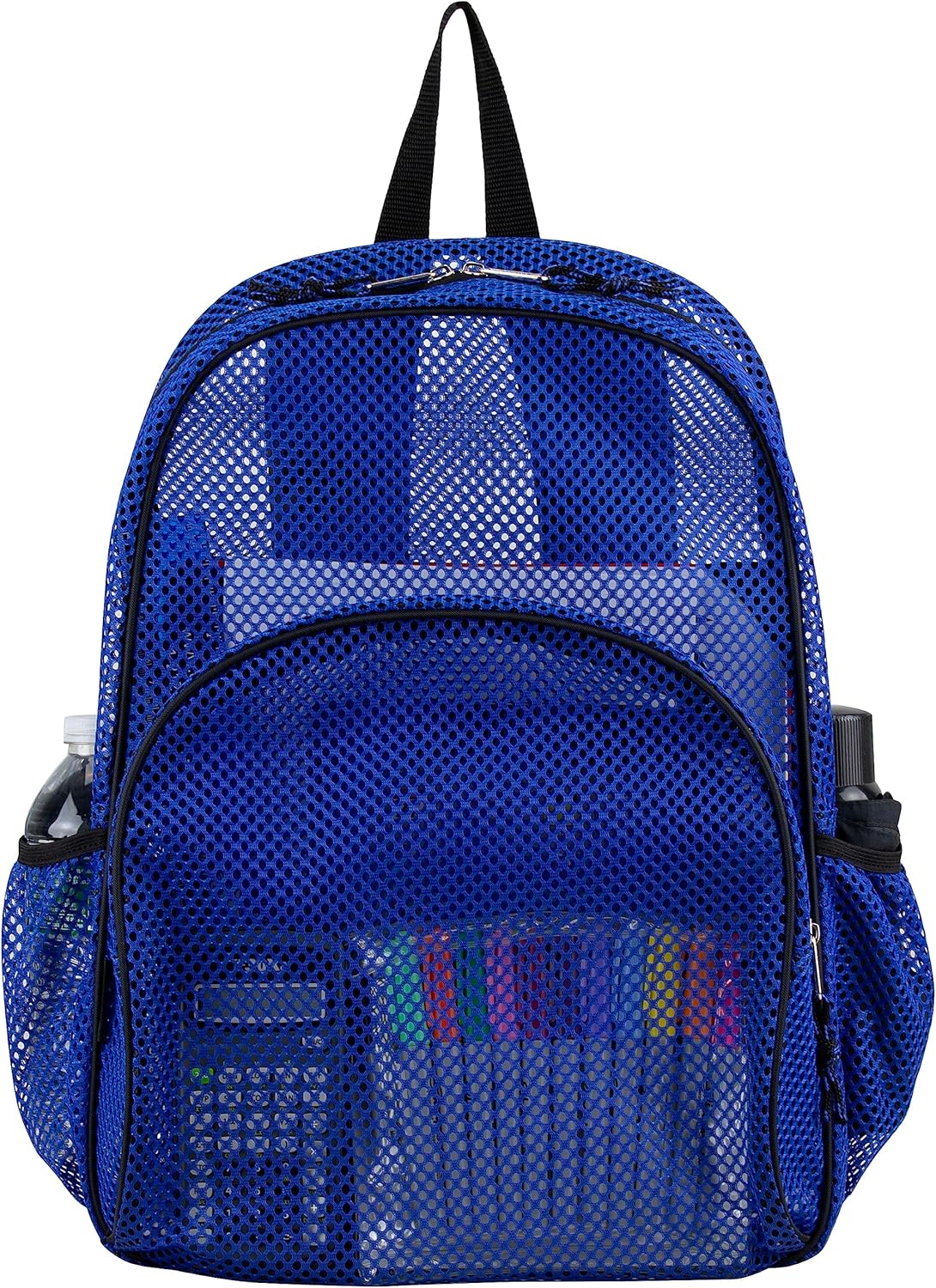 Eastsport Heavy Duty Mesh Sport Backpack Daypack Bookbag Bag See Through for Travel, Swim, Gym, Beach, 17.5 Inches, Blue