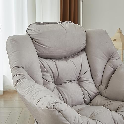 Miniatura 7 de HollyHOME - Silla perezosa con reposabrazos y bolsillo lateral, cómoda silla de sala de acento, sillón de sofá de ocio para sala de estar, recámara,