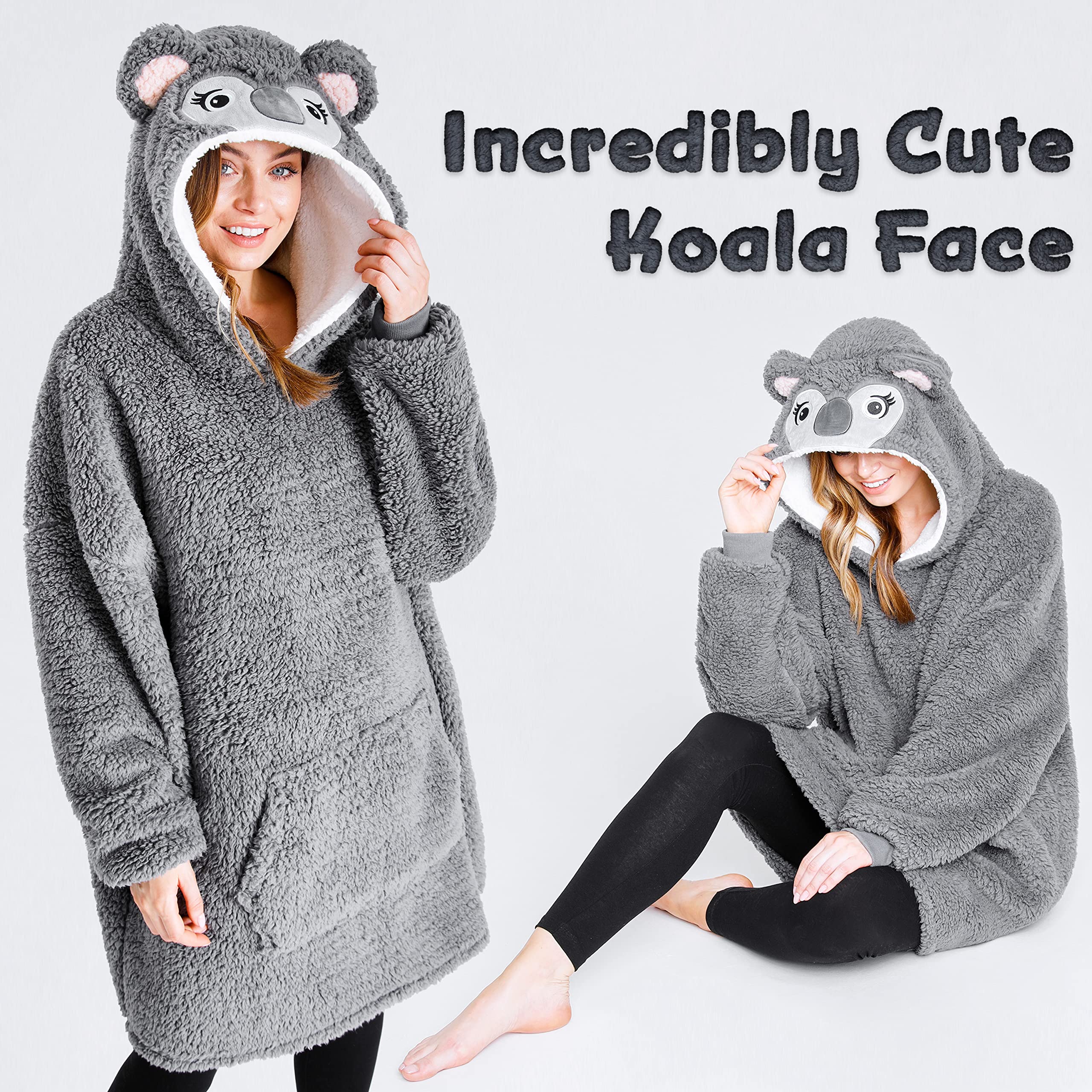 CityComfort Felpa con Cappuccio Oversize Coperta Indossabile Gigante in Pile Unisex Uomo Donna