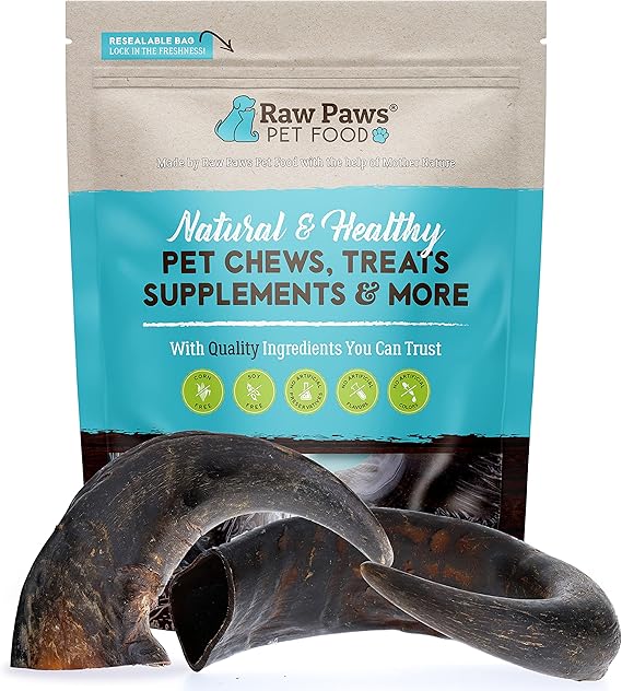Raw Paws Natural Water Buffalo Horns for Dogs, Large 2ct