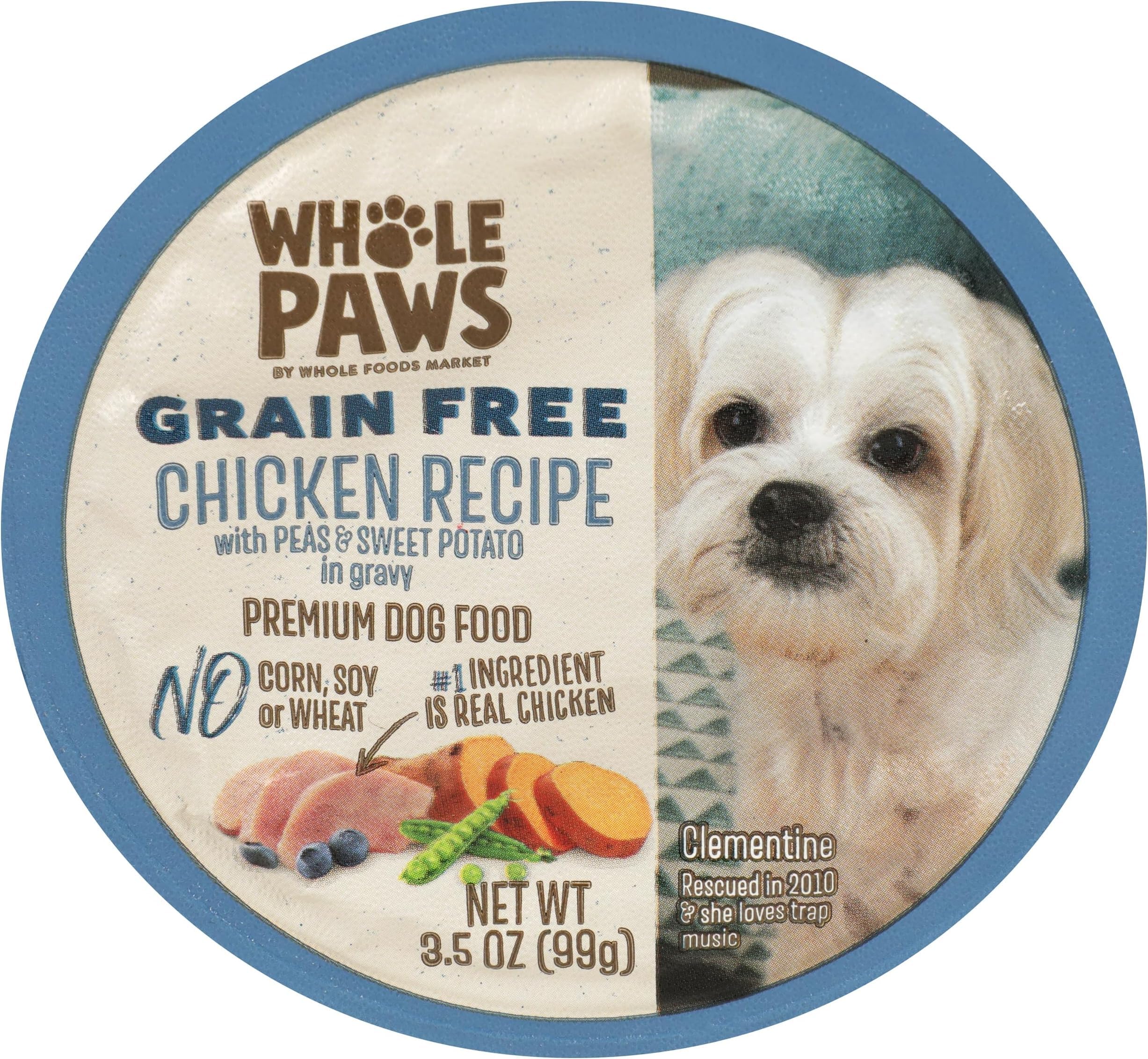 Whole Paws Grain Free Premium Dog Food, Chicken Recipe with Peas &amp; Sweet Potato in Gravy, 3.5 Oz (Pack of 6)