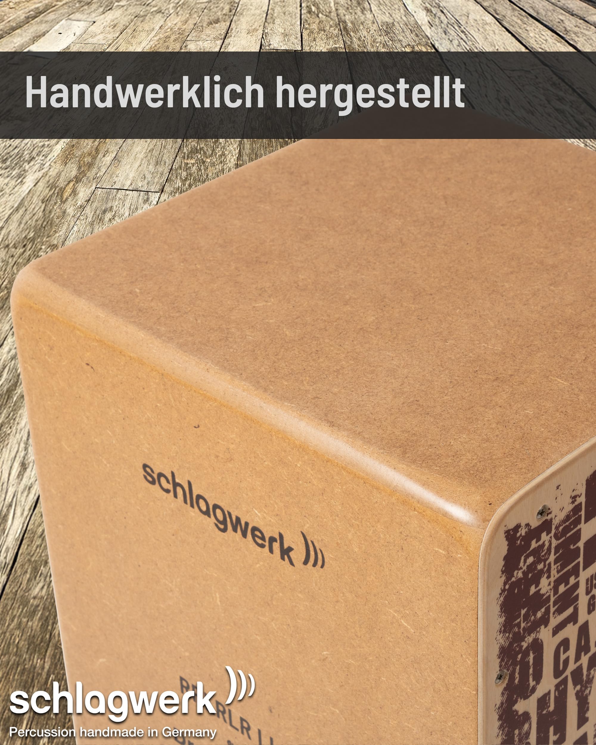 Schlagwerk CP86 Rudiments Series Snare Cajon l Natural Birch Playing Surface with Styles Design l SPL Resonance Box l Fixed Wire Snares l Manufactured in Germany l Medium Size