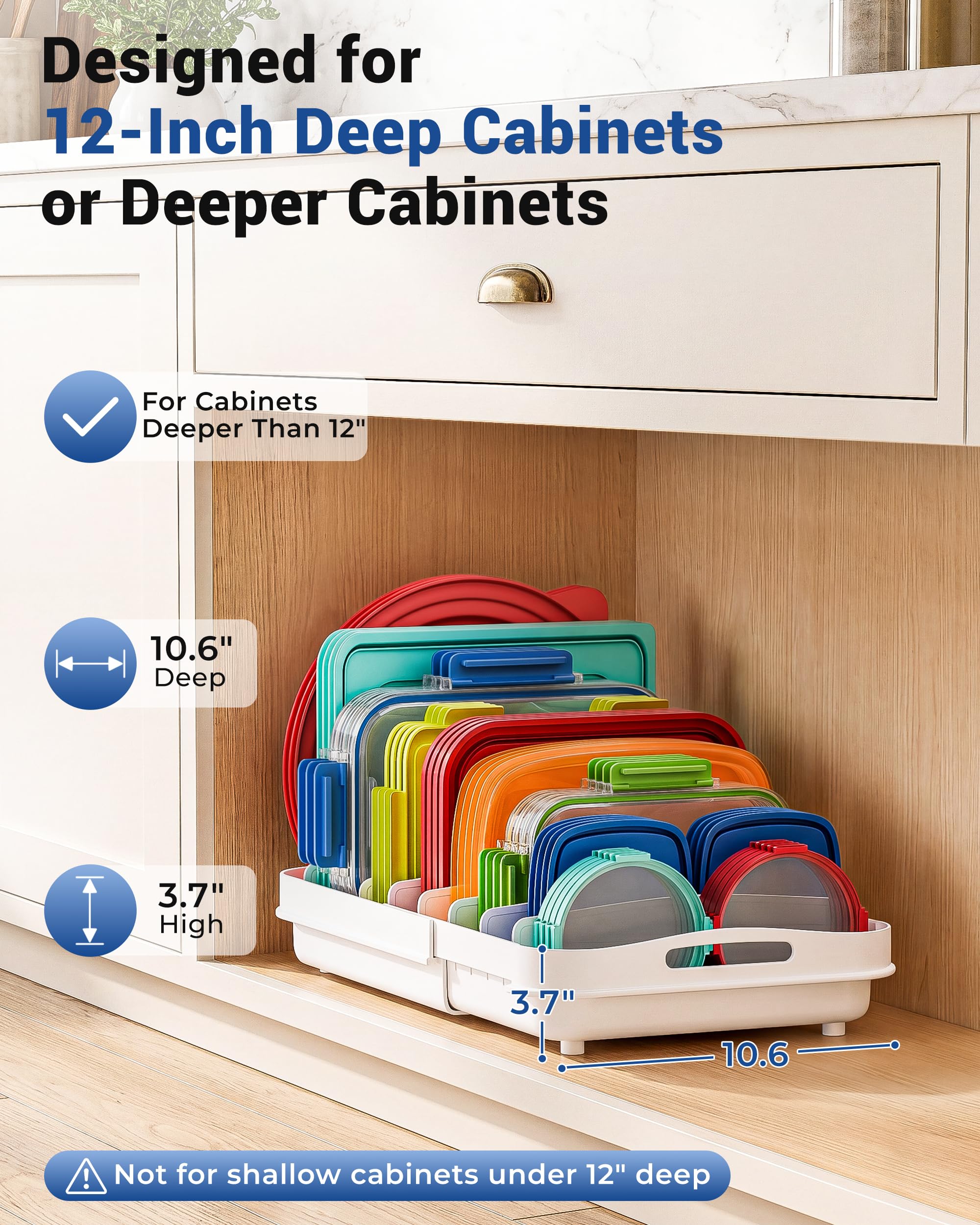EVERIE GS01-SS Organiseur de couvercle extensible pour armoires de 30,5 cm de profondeur, longueur réglable de 34 cm à 52,1 cm