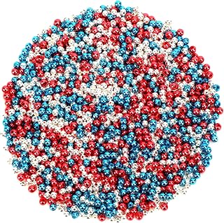 DECYOOL 1200Pcs Independence Day Beads Patriotic Red White Blue Spacer | 4th july Jewelry DIY Crafting, Small Round Spacer Bead set,Independence Day Crafts,red white blue beads