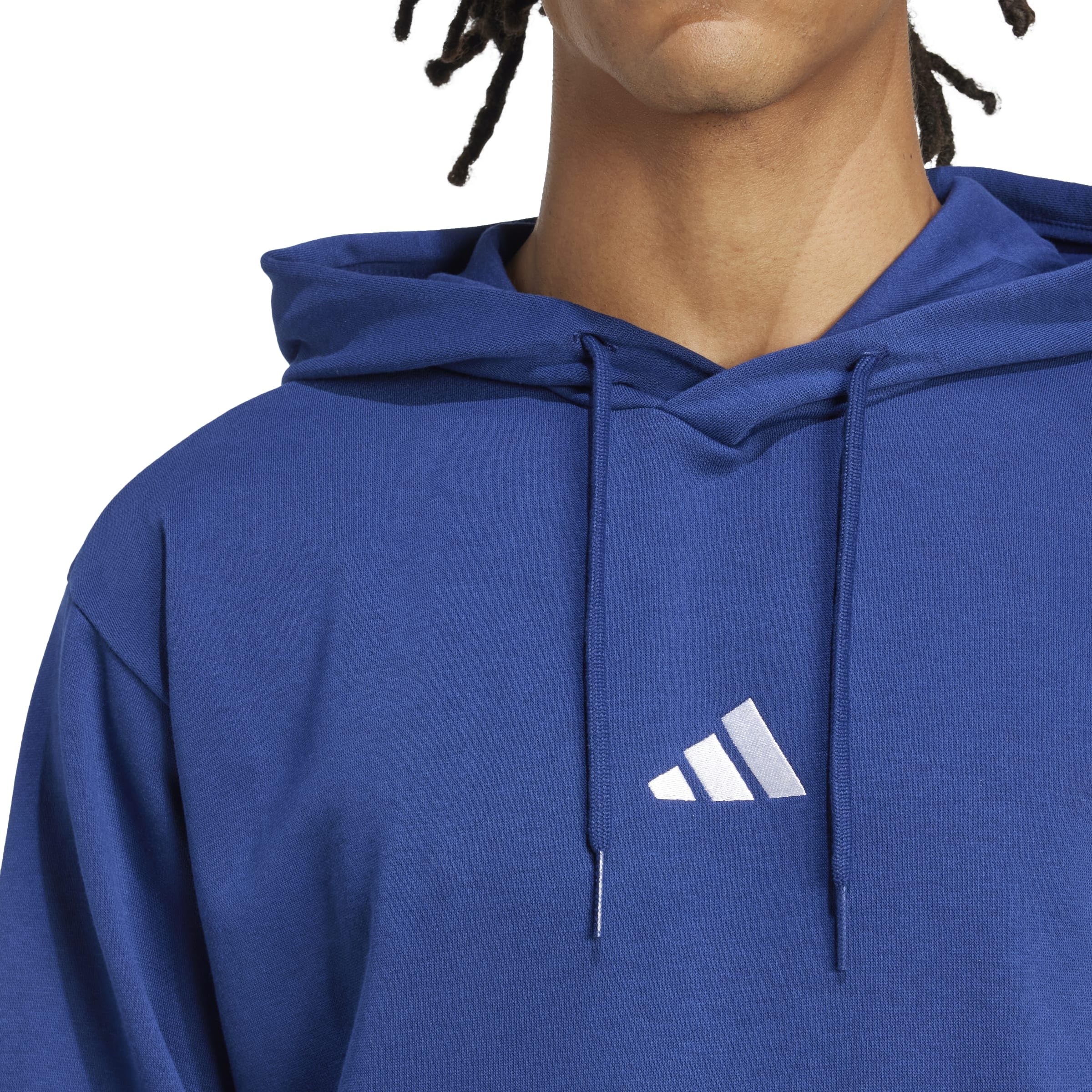 adidas Mężczyźni ESSENTIALS FEELCOZY FLEECE HOODIE, dark blue/white, L