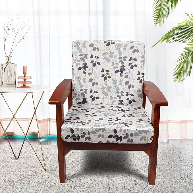 BRICK HOME Sofa Seat Protector 4 Seater White Floral Printed Sofa Seat Cover Elastic !! Strachble (Pack of 4 (Suitable for 2 Seater Sofa), Seat Cover)