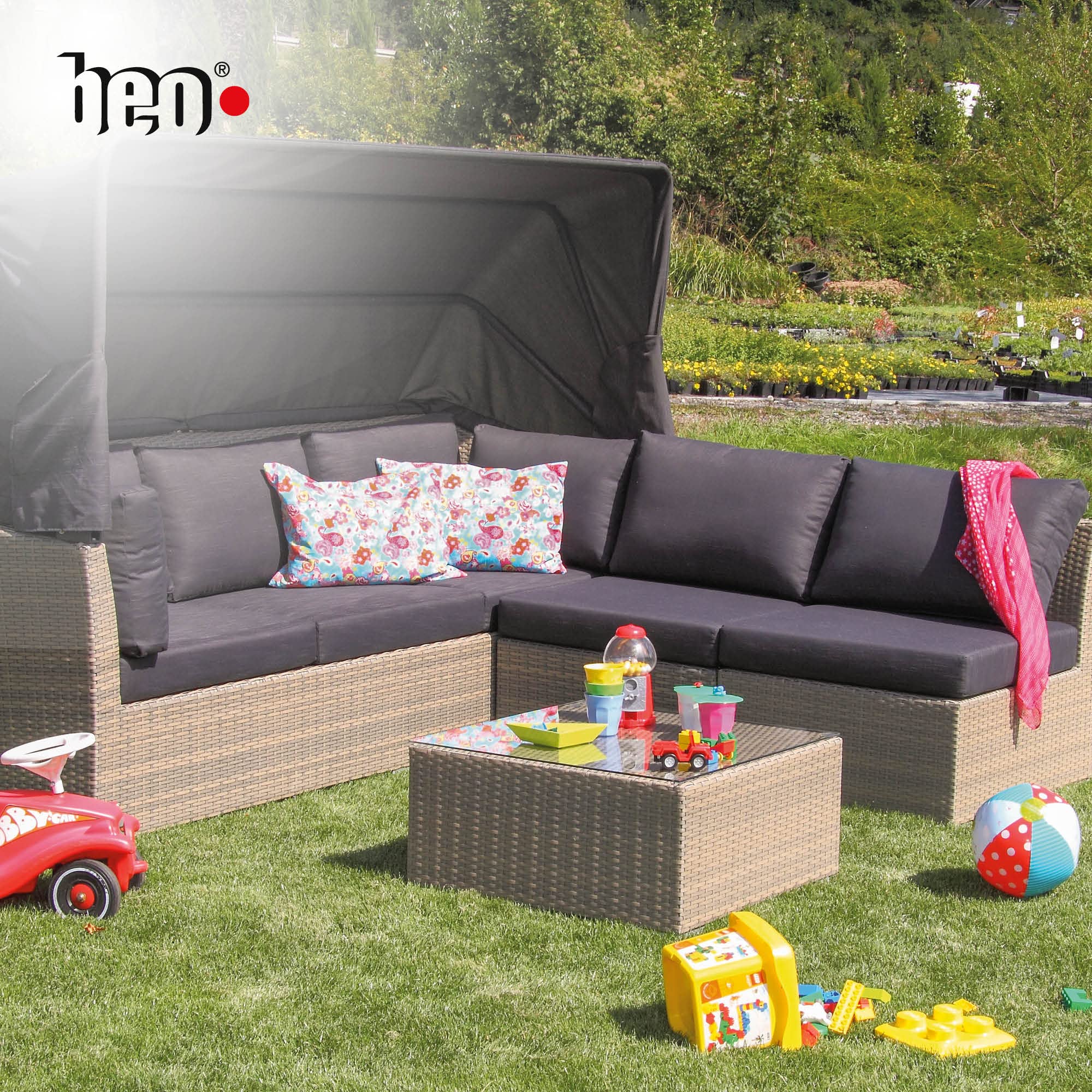Beo Coussin 60x60 cm déperlant extérieur | Fabriqué en Europe | Coussin pour Palette avec Fermeture éclair et garnissage Amovible | Coussin d'assise Lavable | Coussin de Jardin Anthracite