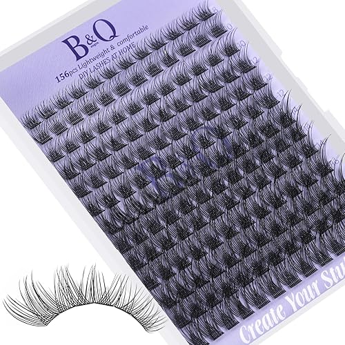 Miniatura 26 de Extensiones de pestañas Racimo B02 D de 0.630 in, 72 racimos de pestañas B&Qaugen Mega, pestañas individuales en racimo de volumen para bricolaje en