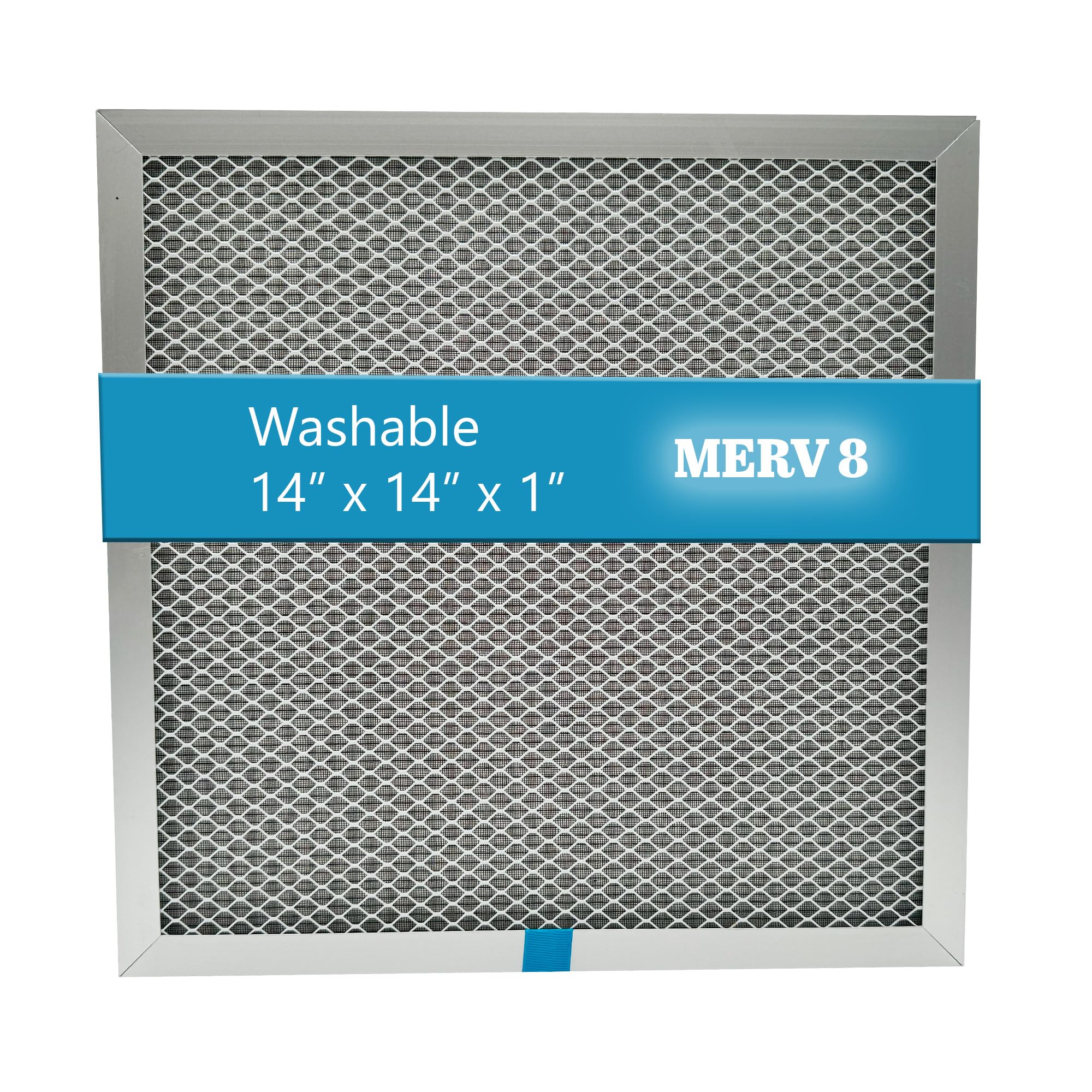 Washable Electrostatic Furnace Air Filter, MERV 8, (14" x 14" x 1") Aluminum Reusable Filter for Furnace, Central AC, and HVAC System