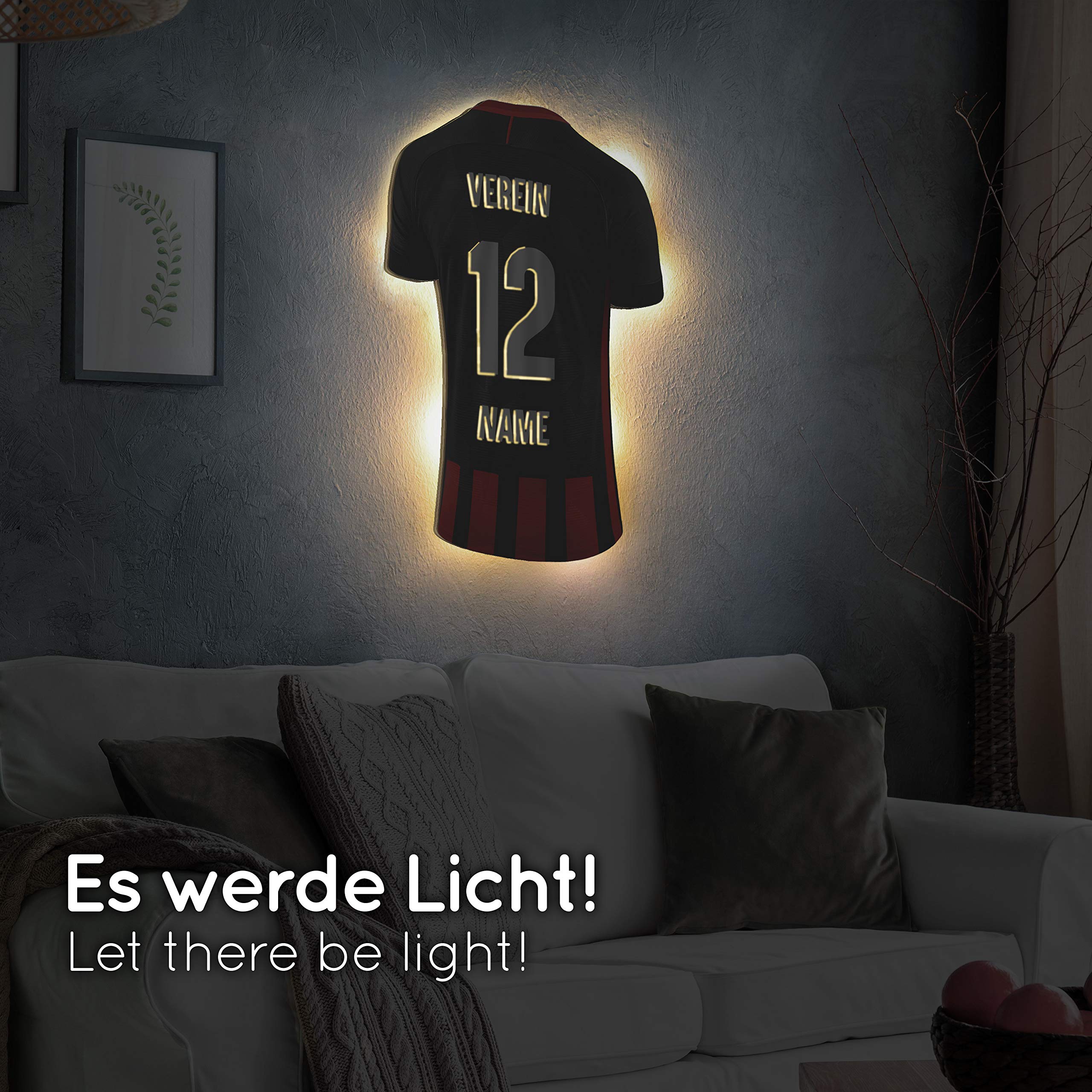 Elbeffekt Trikotlampe für Frankfurt Fans aus Holz - personalisierbares Geschenk - schenke Dein individuellen Frankfurt Fanartikel aus Echtholz