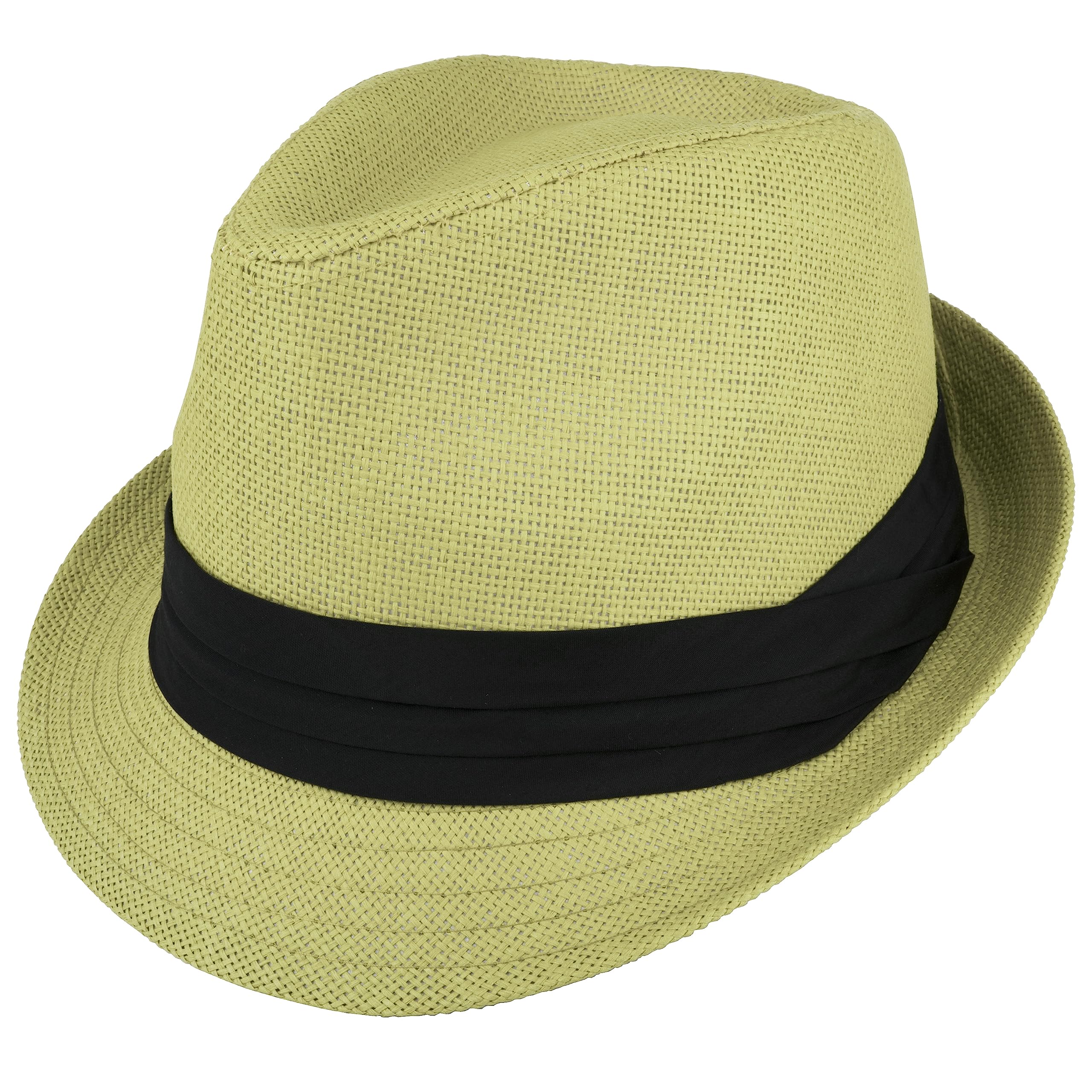 Gelante Summer Fedora Panama Straw Hats with Black Band