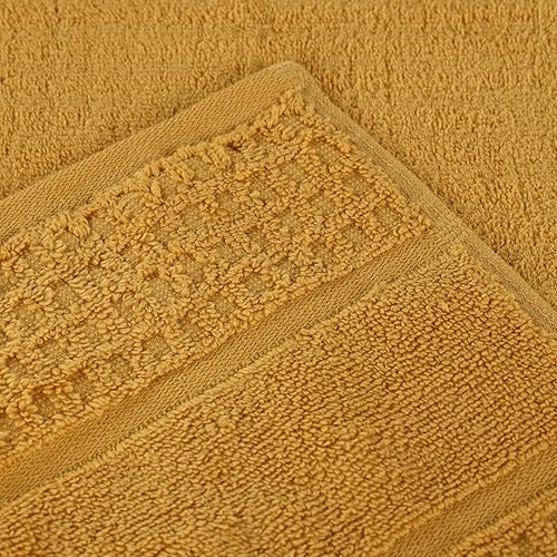 Miniatura 8 de Superior Juego de toallas de algodón de 3 piezas, cero torsión, borde de gofre, artículos esenciales para el baño, ducha, spa, toallas absorbentes