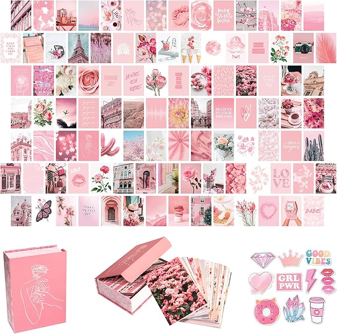 💖 Pink Aesthetic Wall Collage Kit | 100 Prints!