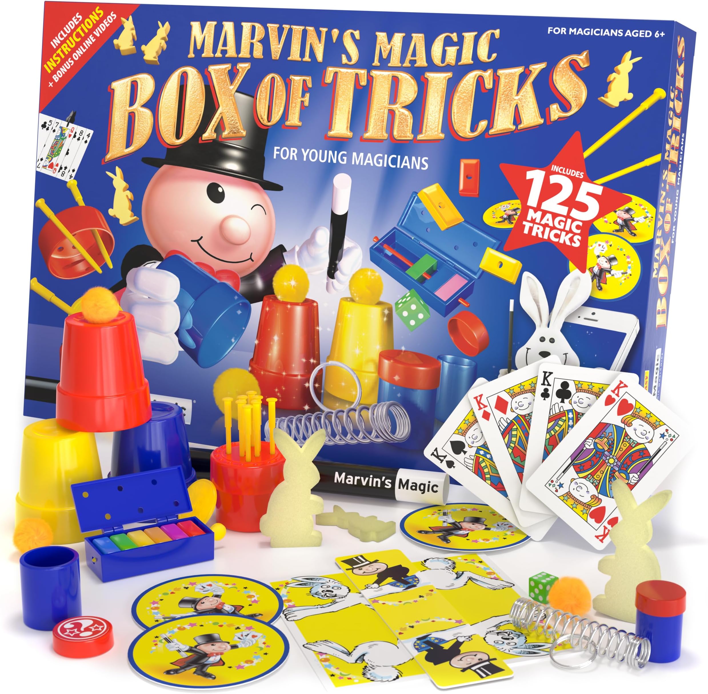 Kids Magic Set - With Magic Wand, Card Tricks and More - Kids Toys, Games, Family Games for Age 6, 7, 8, 9, 10+ - Box of 125 Tricks