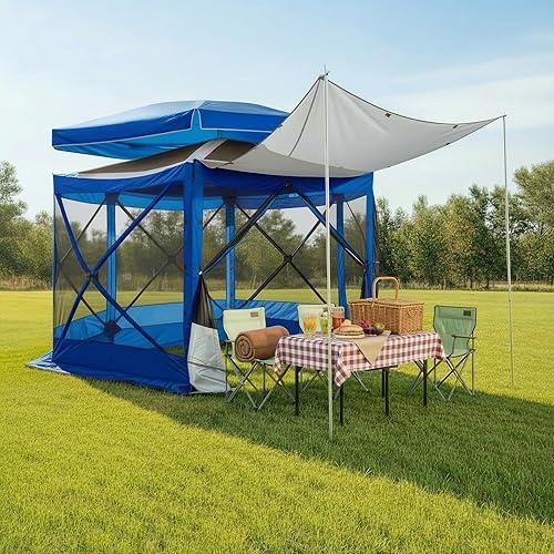 Miniatura 24 de COBIZI Gazebo Emergente de 12x12 pies con Pantalla, Casa con Pantalla para Acampar, Gazebo con Pantalla para Exteriores con Mosquitero, Tienda Hub