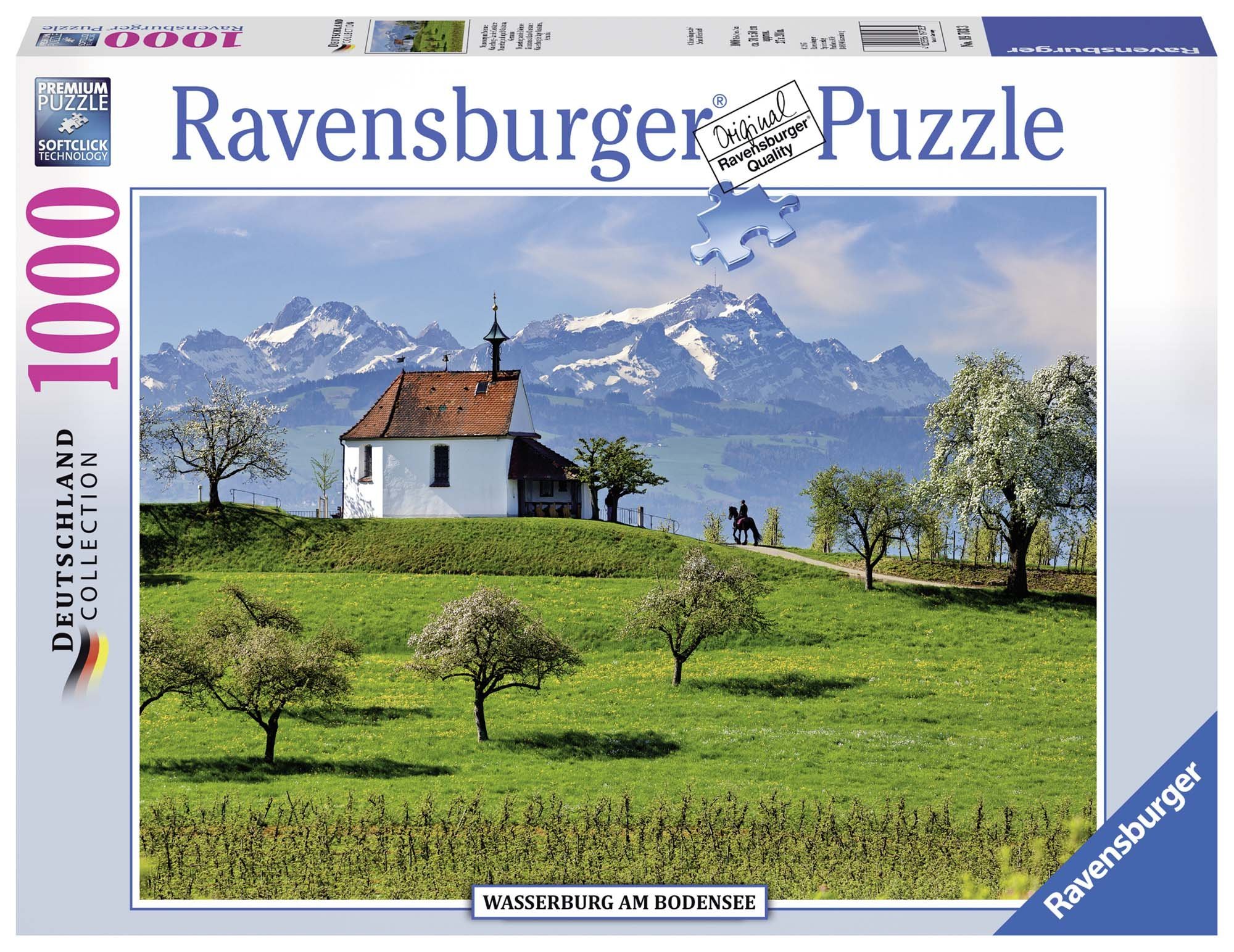 Ravensburger Puzzle, Puzzle 1000 Pezzi, Wasserburg am Bodensee, Puzzle per Adulti, Collezione Germania, Puzzle Paesaggi, Puzzle Ravensburger - Stampa di Alta qualità