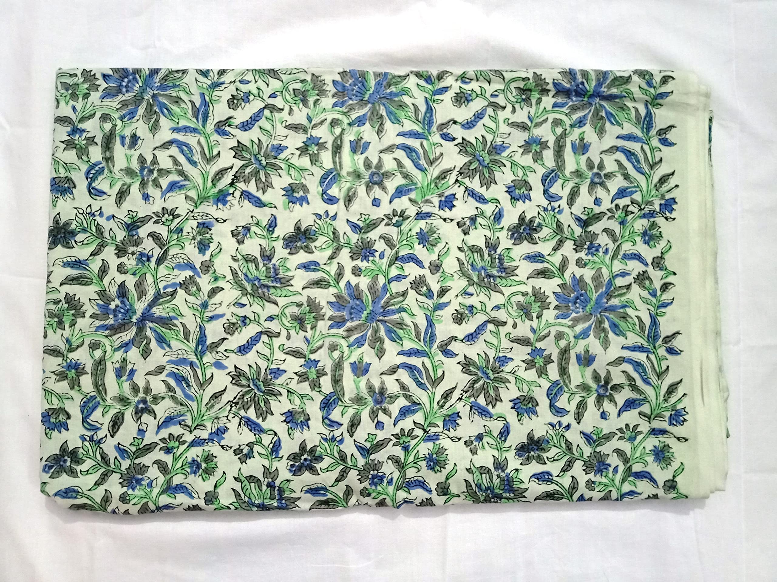 Tessuto di cotone morbido indiano stampato a mano a misura, tessuto stampato per Kurti, abito, fodera per cuscino (20 Yards)