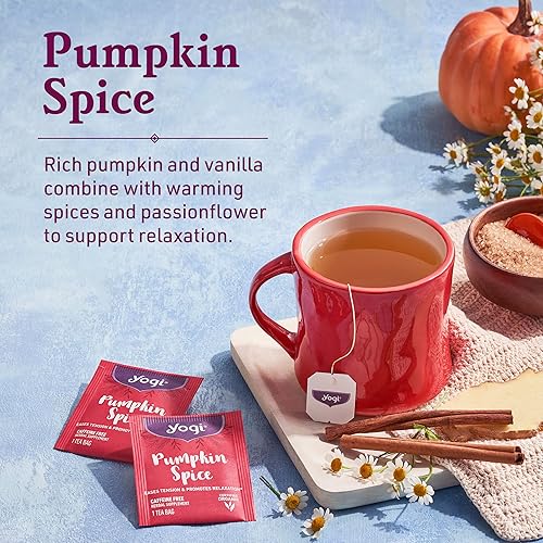 Miniatura 4 de Yogi Tea Pumpkin Spice Tea – 16 bolsas de té por paquete (4 paquetes) – Bolsas de té de especias de calabaza orgánica de edición limitada – Perfecto