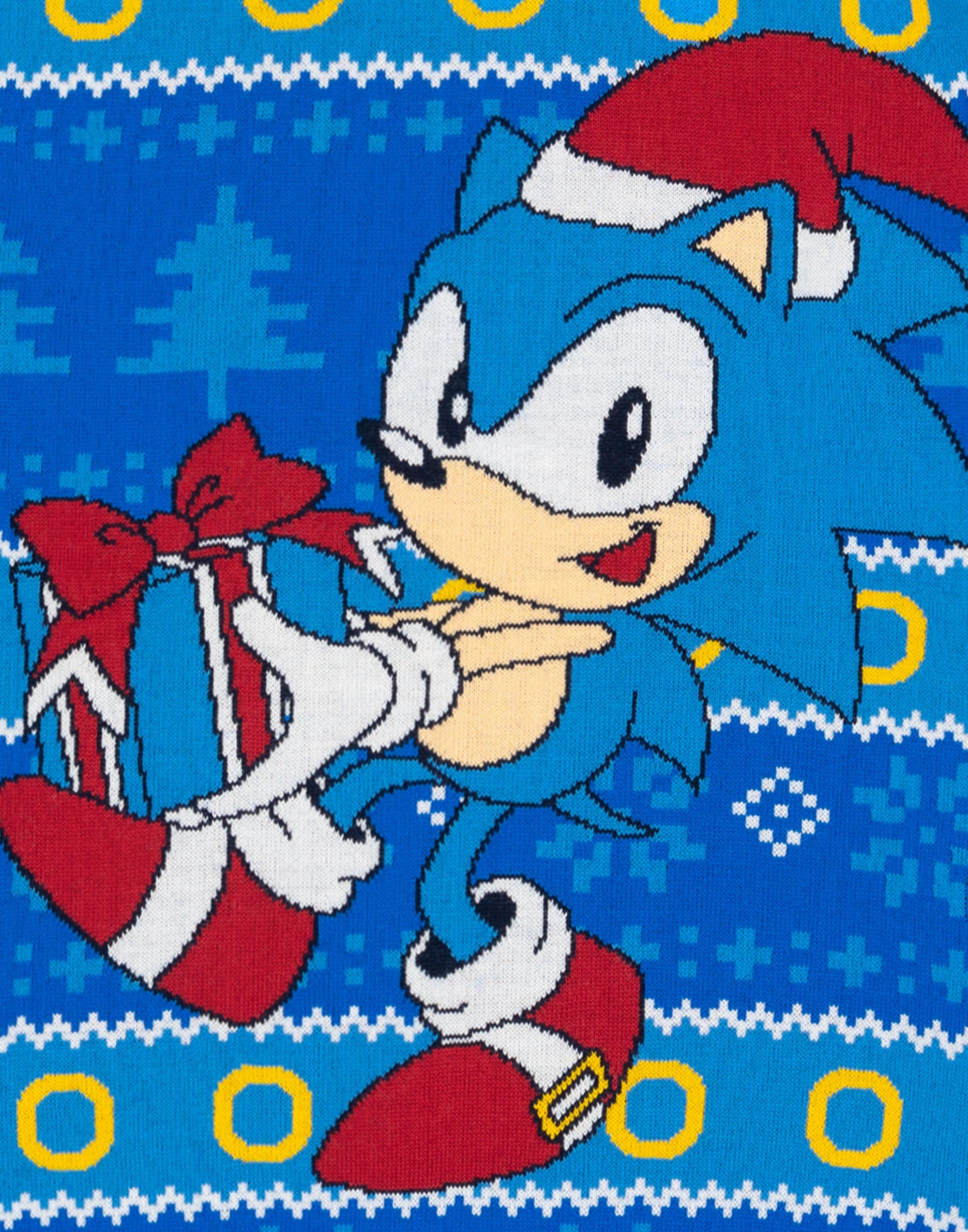 Sonic The Hedgehog Mens Jumper navideño Adultos Séter de Navidad de Punto Azul