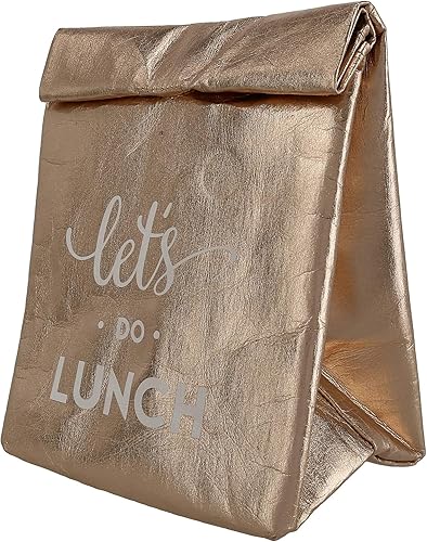 Creative Brands Bolsa aislante de papel lavable, 7 x 10 pulgadas, Let's Do Lunch