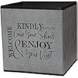 Shoe Cover Box - Welcome Guests to Please Cover Shoes. Indoor Foldable Storage Bin to Fill w/your Favorite Booties. For Homeowner, Real Estate Agent, Realtor Open House Supplies | 1 Grey & Black