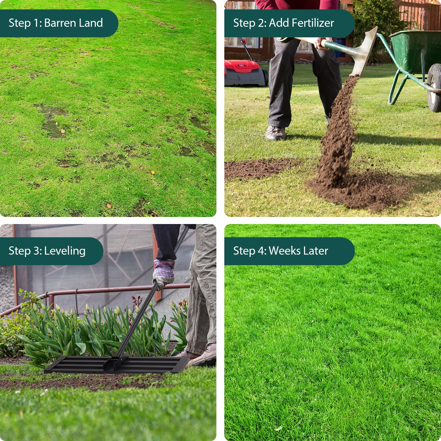 Rateau Nivellement Râteau De Nivellement De Pelouse, Outil De Nivellement  Robuste Pour Sol De Jardin Ou Surfaces De Rateau De Nivellement Pelouse