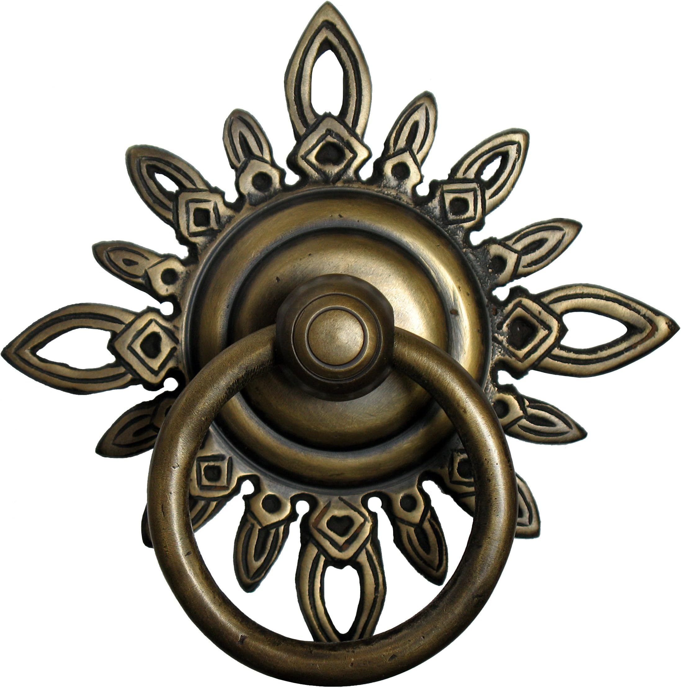 Gado Gado Hardware HRP5014 Ring Pull with Carved Filigree Star Backplate, Large