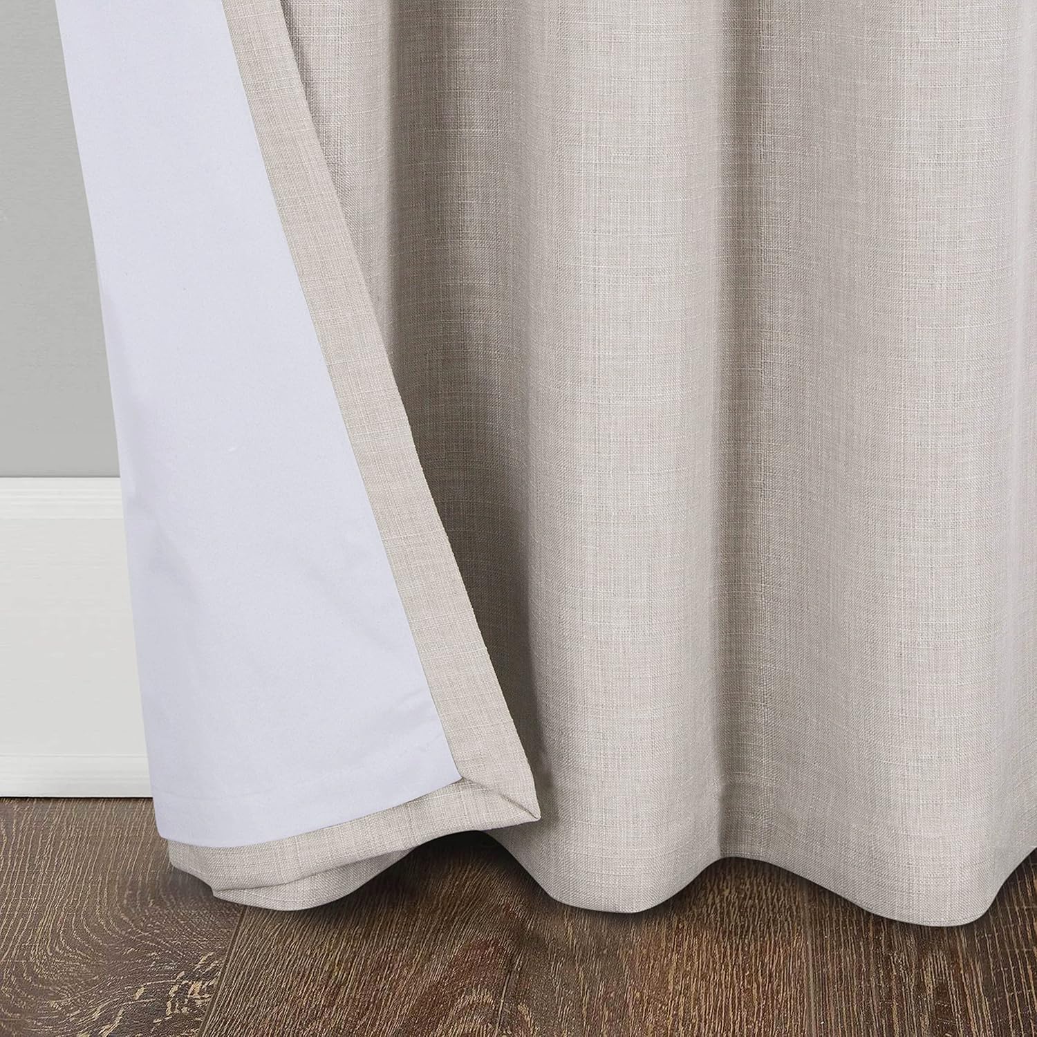 always4u 100% Blackout Linen Textured Curtains Burlap Casual Weave Thermal Insulated Drapes for Living Room Bedroom 2 Panels Natural 45 * 84 Inches