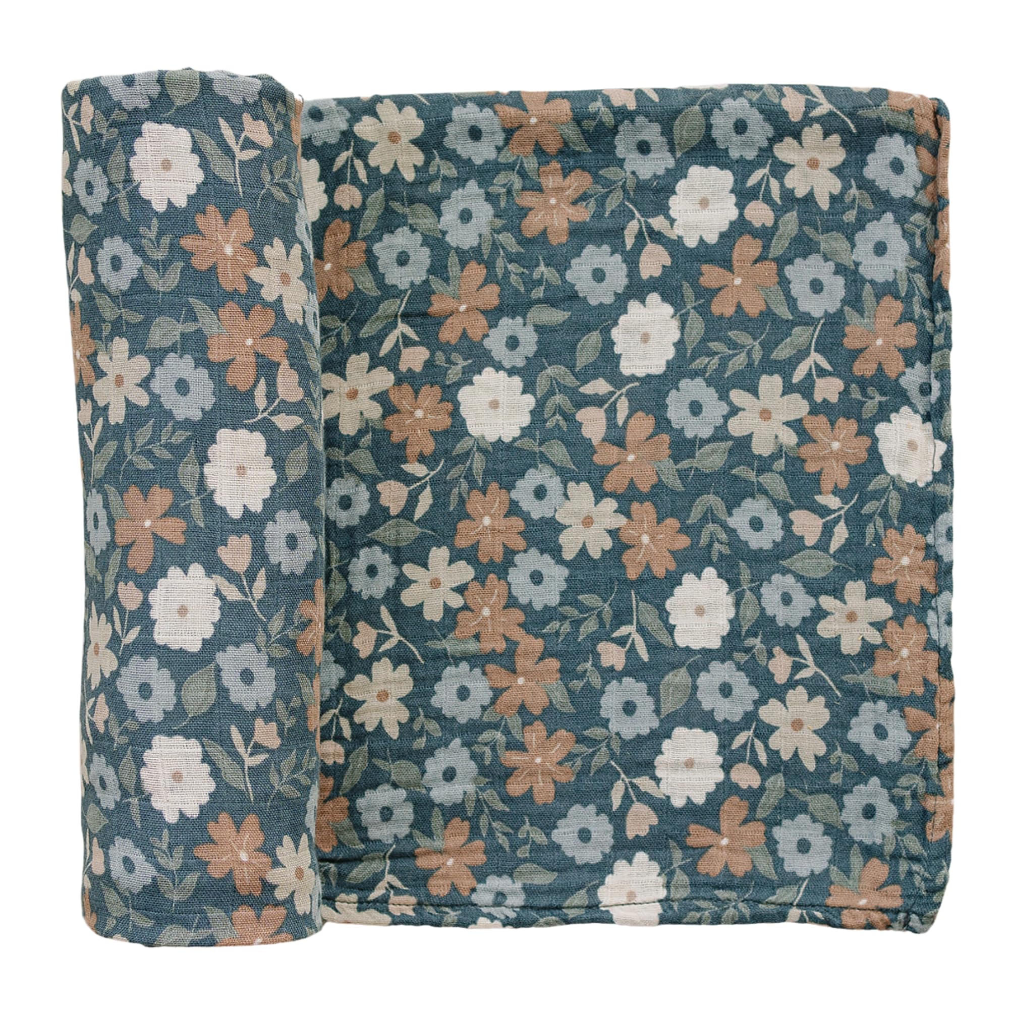Mebie Baby Midnight Floral Muslin Swaddle, Modern and Neutral Swaddle Blanket for Baby Girl or Boy, Soft Baby Blankets, Newborn Swaddle Blanket, 0-3 Month, Comfy Wrap, Baby Essentials &amp; Gifts