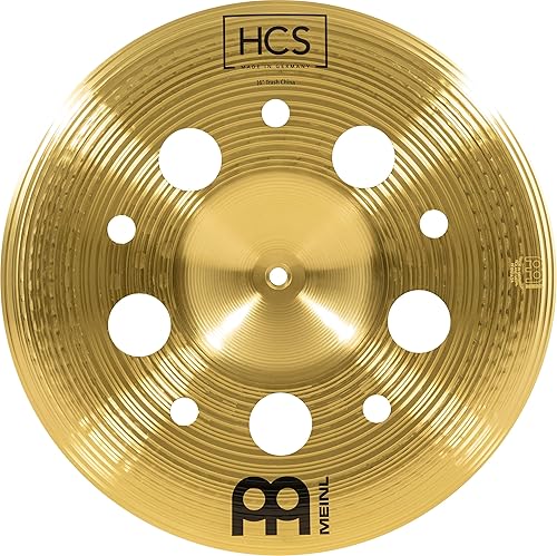 Meinl Cymbals HCS Platillo de basura de 16 pulgadas con agujeros para juego de batería, fabricado en Alemania, latón con acabado tradicional,