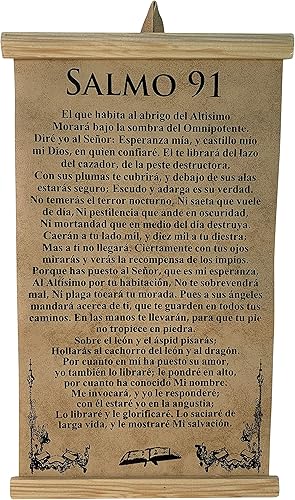 Miniatura 1 de Salmo 91 en Espanol - Cartel de oración listo para colgar, 14 x 8.5 pulgadas, impresión rústica de pergamino, color beige