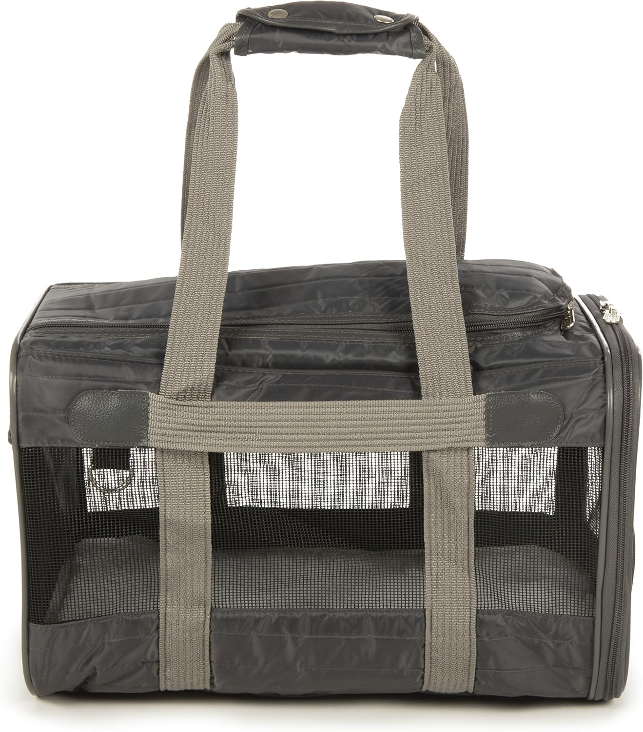 Sherpa, Original Deluxe Travel Pet Carrier, Airline Approved, Padded, Washable, with Carrying Strap, Mesh Windows, Safety Locks, Spring Frame, Charcoal, Medium : Pet Supplies