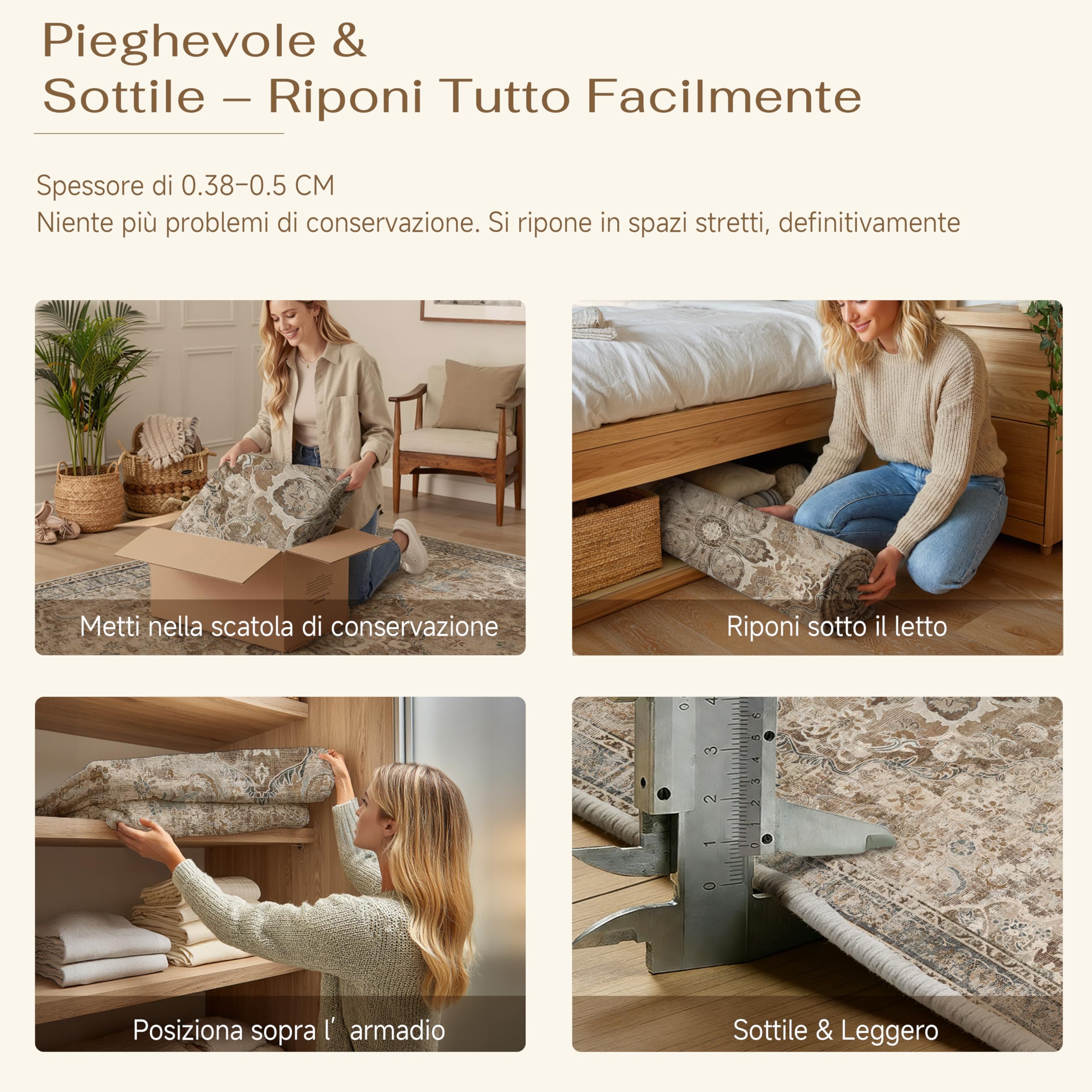 PureCozy Tappeto 120x170cm Antiscivolo Lavabile In Lavatrice Salotto Camera Da Pranzo Tappeti Pelo Corto Carpet,Marrone