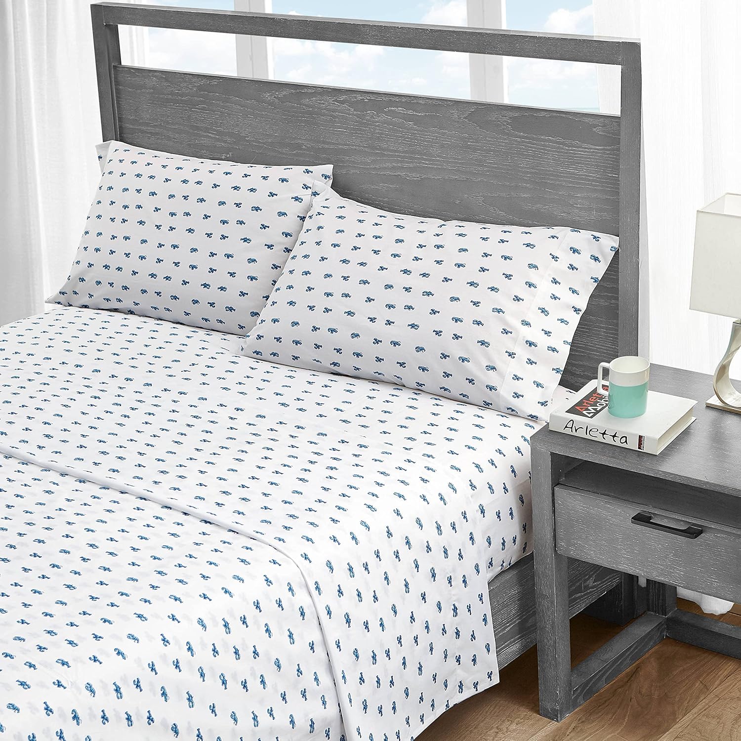 Nautica - Twin Sheet Set, Crisp & Tailored Cooling Sheets with a Smooth Cotton Percale Lightweight Feel - Bed Sheets with Matching Pillowcase & Fitted Sheet (Cloyster Blue)