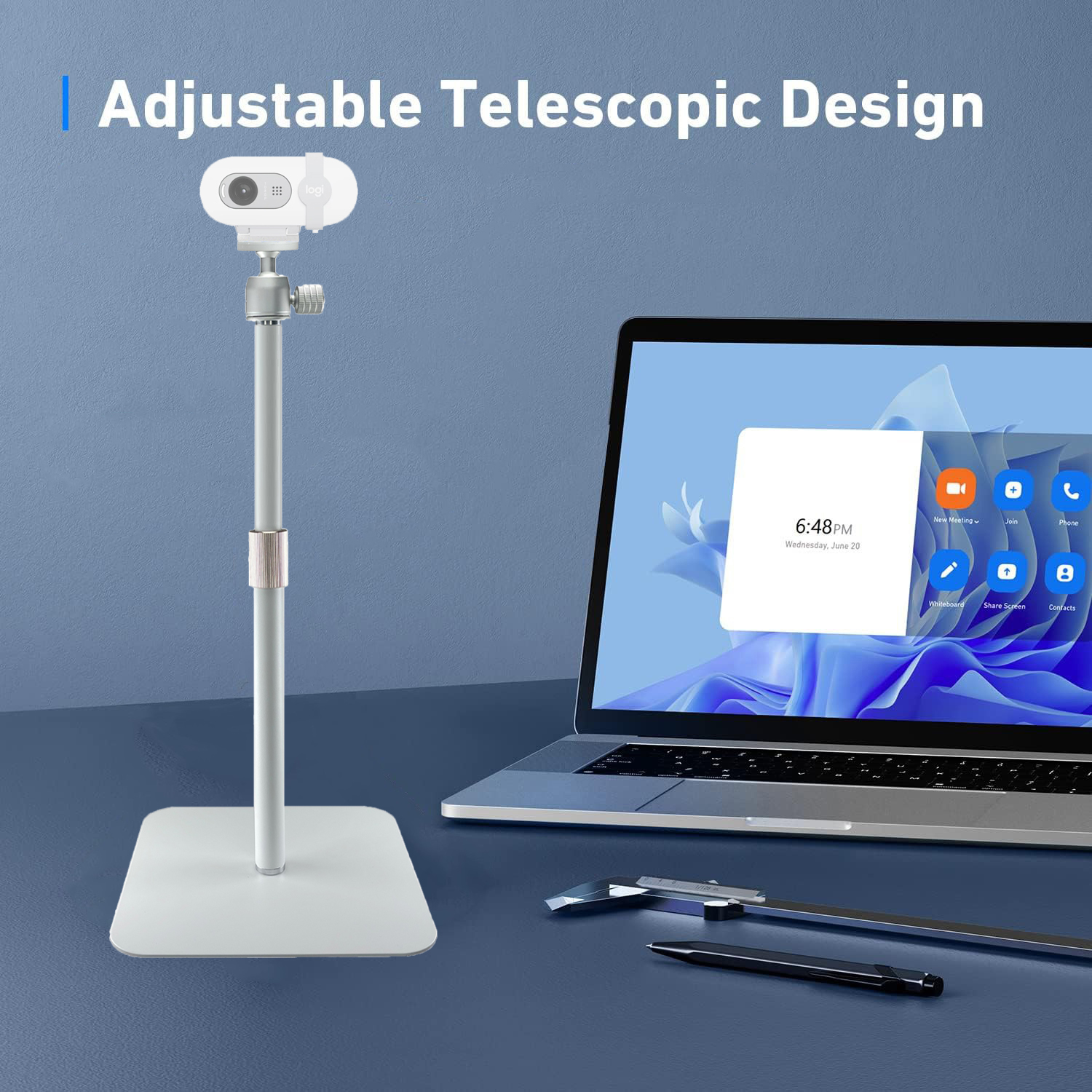 AYIZON Magnetischer Webcam-Ständer für Logitech Brio 100 300 500, C270, C310, StreamCam, MX Brio 4K, C920, C922, C930, C925, C615 Webcams, Weiß
