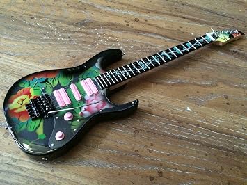 Mini Guitar Steve Vai Signature Lotus Flower JEM Miniature Guitar Replica Collectible