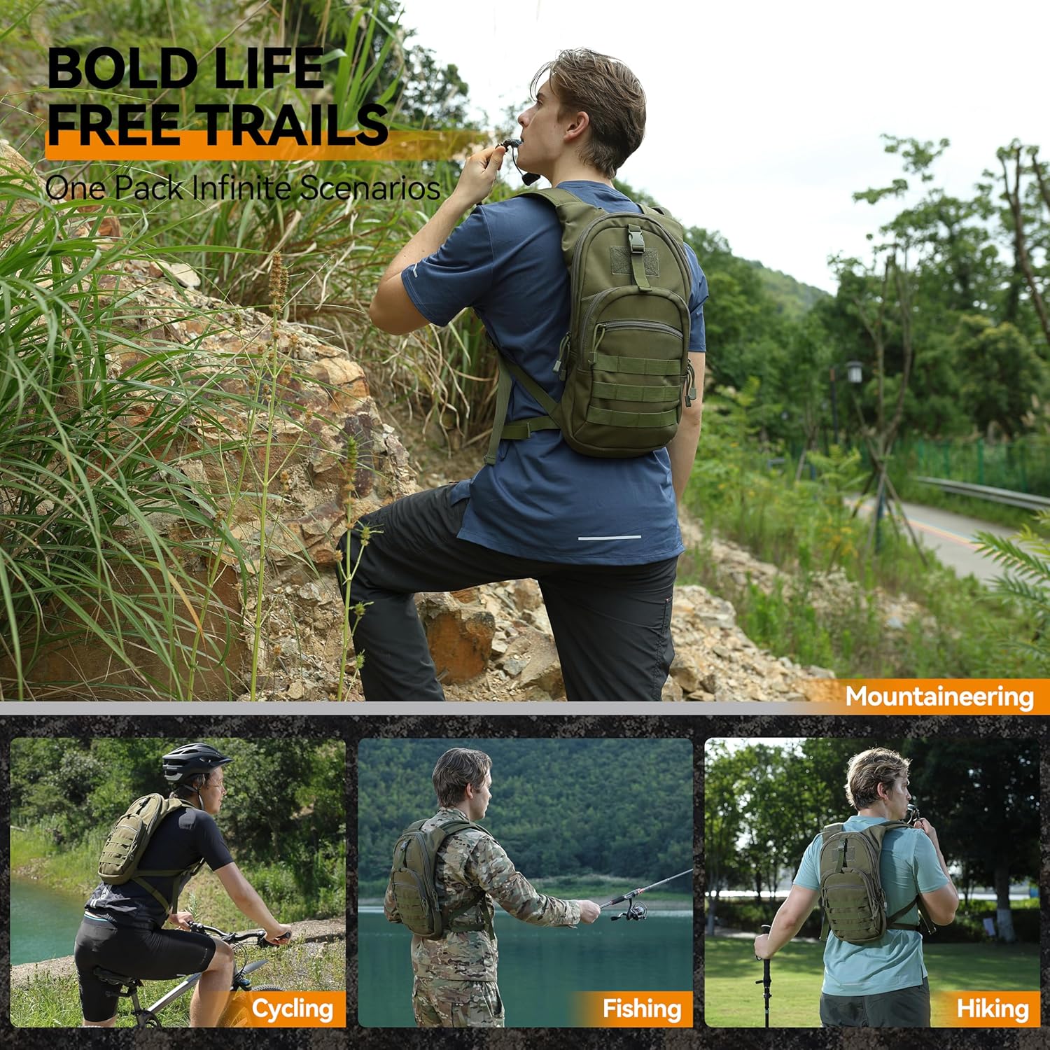 MARCHWAY Tactical Molle Hydration Pack with 2.5L TPU Water Bladder, Low-Profile Organized Military Backpack for Hiking, Cycling, Backpacking, Hunting, Running - Image 6